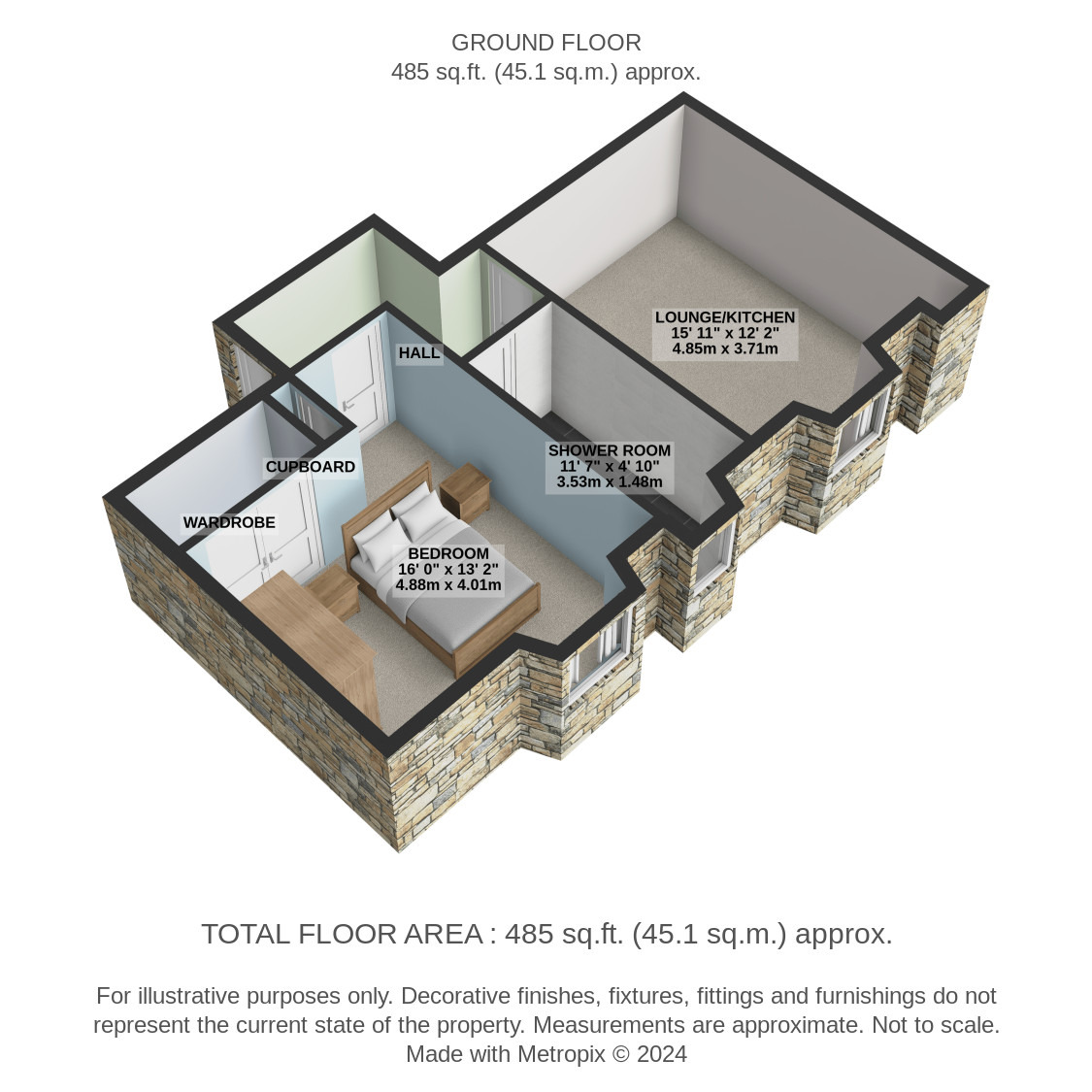 1 bed flat for sale in Albert Drive - Property Floorplan