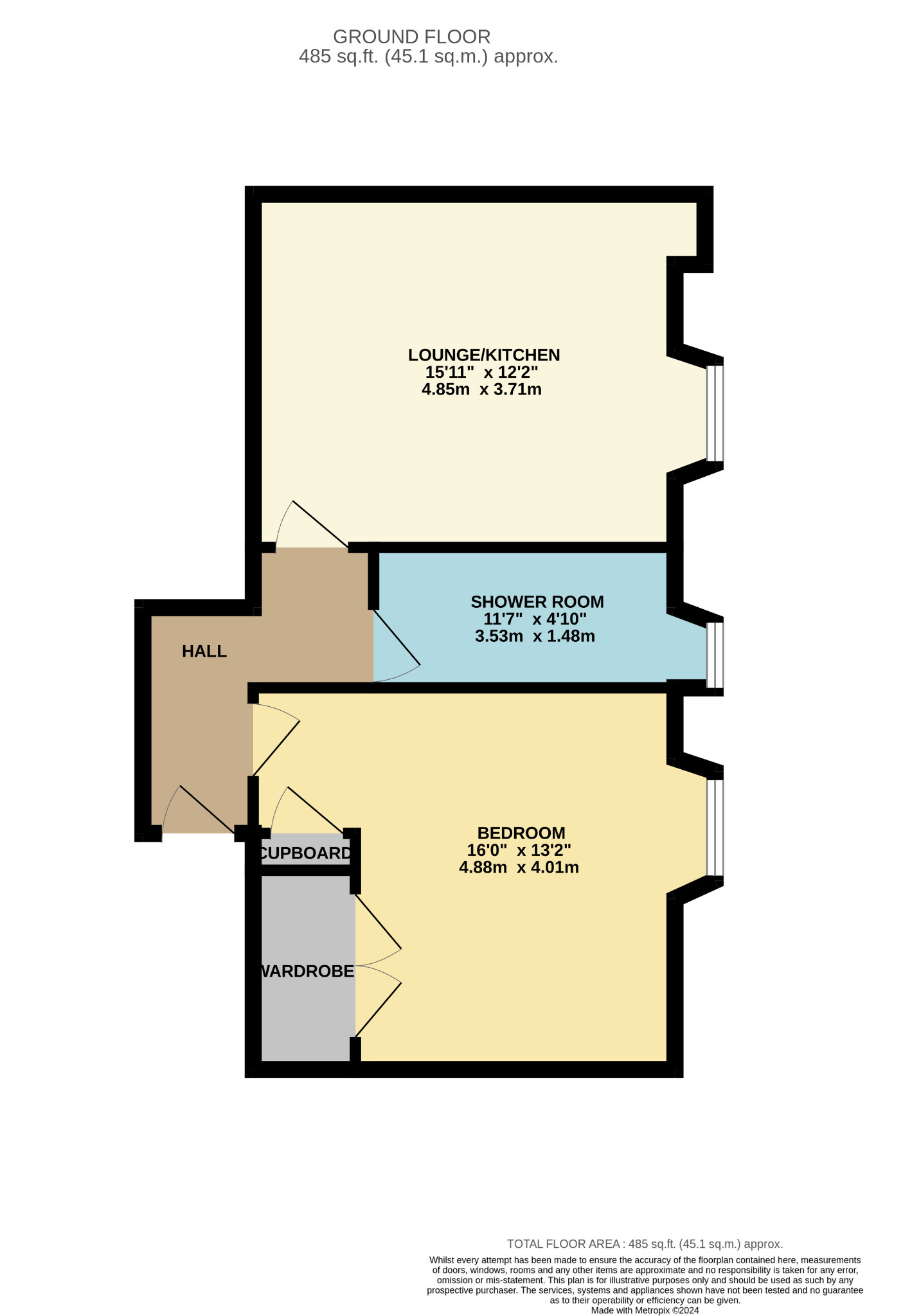 1 bed flat for sale in Albert Drive - Property Floorplan