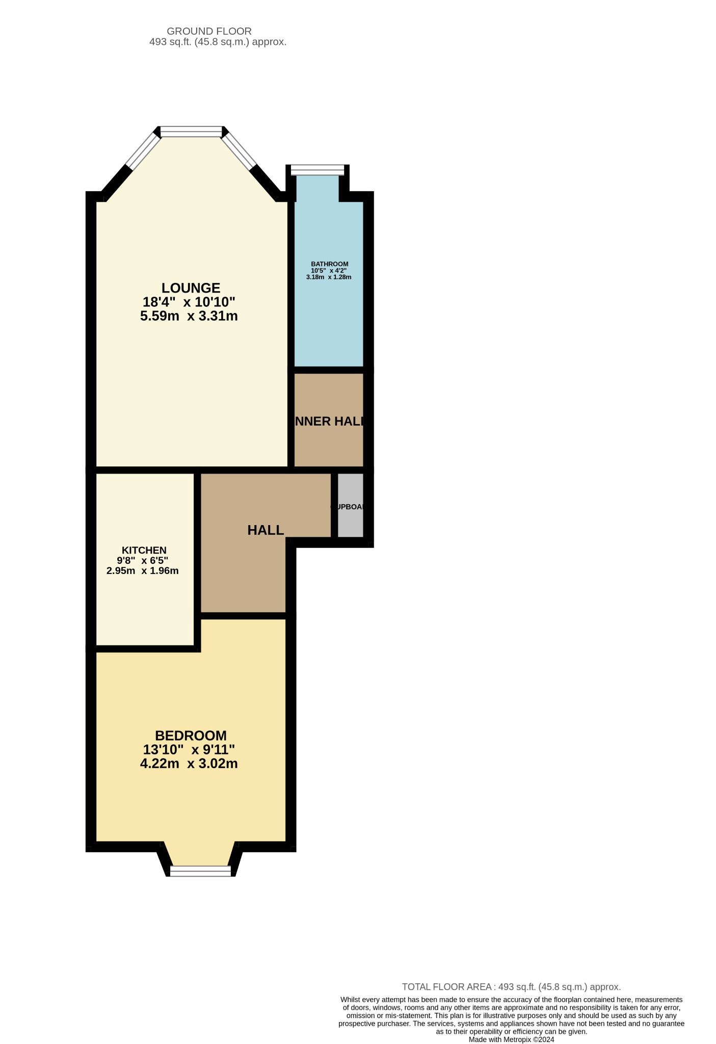 1 bed flat for sale in Clifford Street, Glasgow - Property floorplan