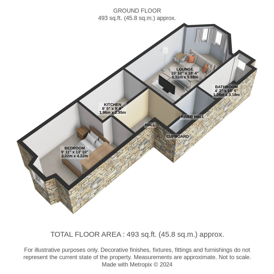 1 bed flat for sale in Clifford Street, Glasgow - Property floorplan