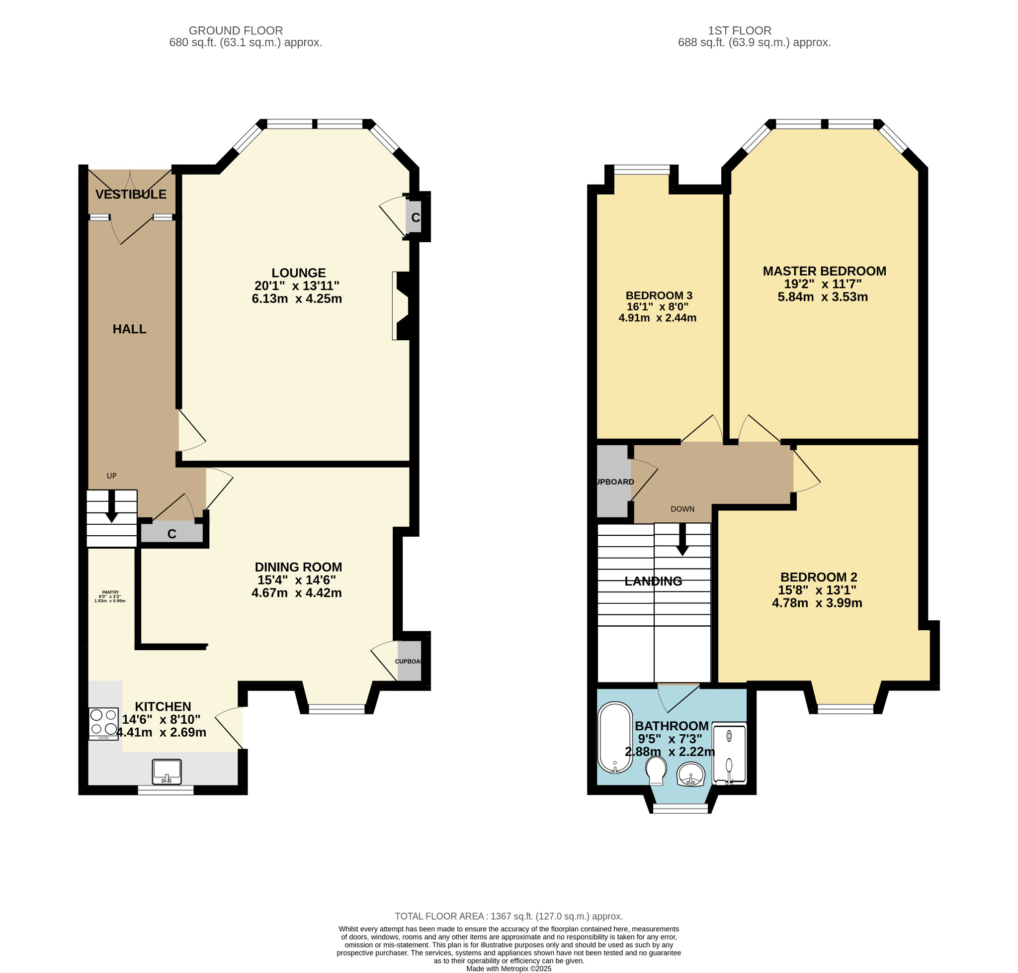 3 bed terraced house for sale in Clarkston Road, Glasgow - Property Floorplan