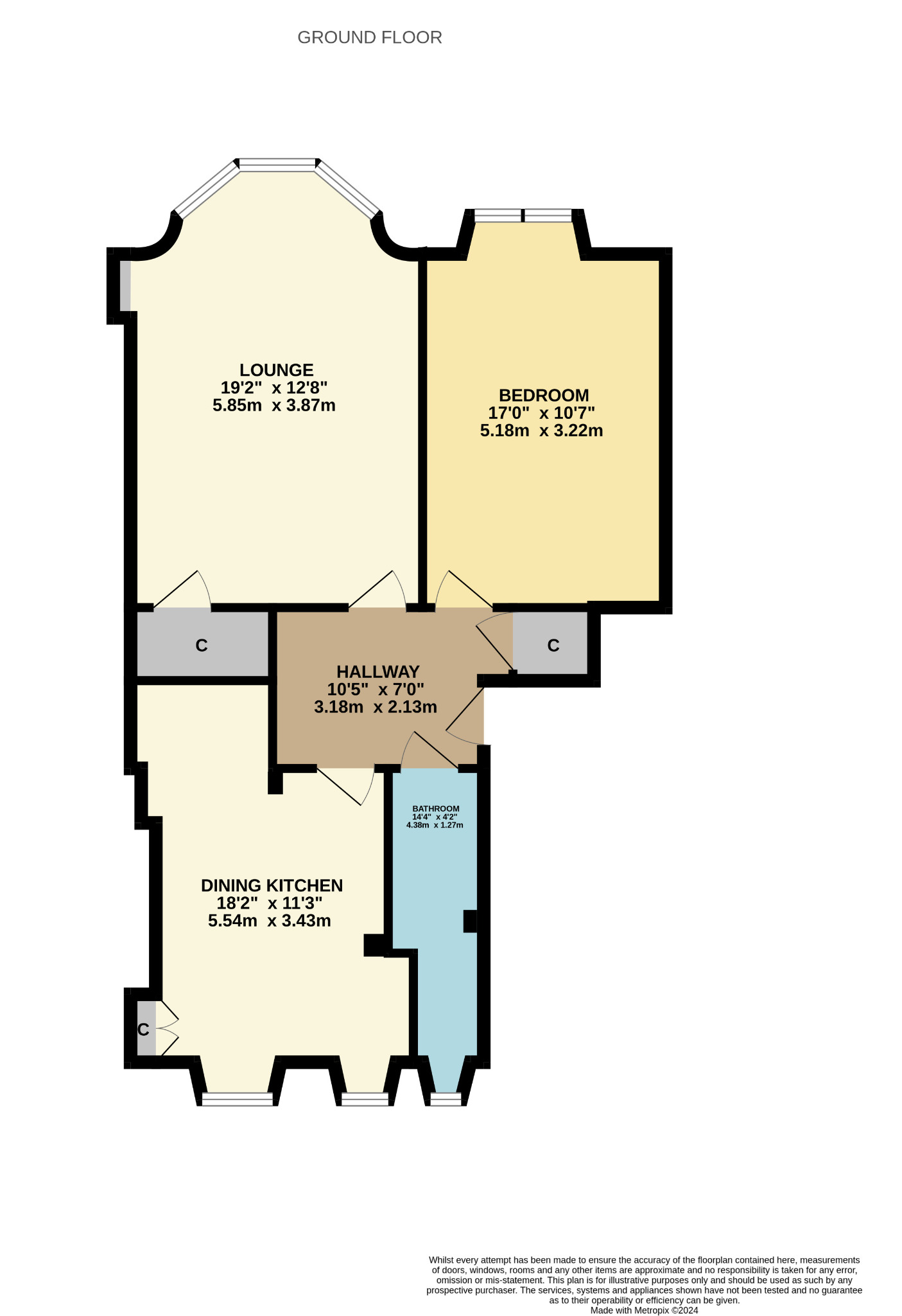 1 bed flat to rent in Woodford Street, Glasgow - Property Floorplan