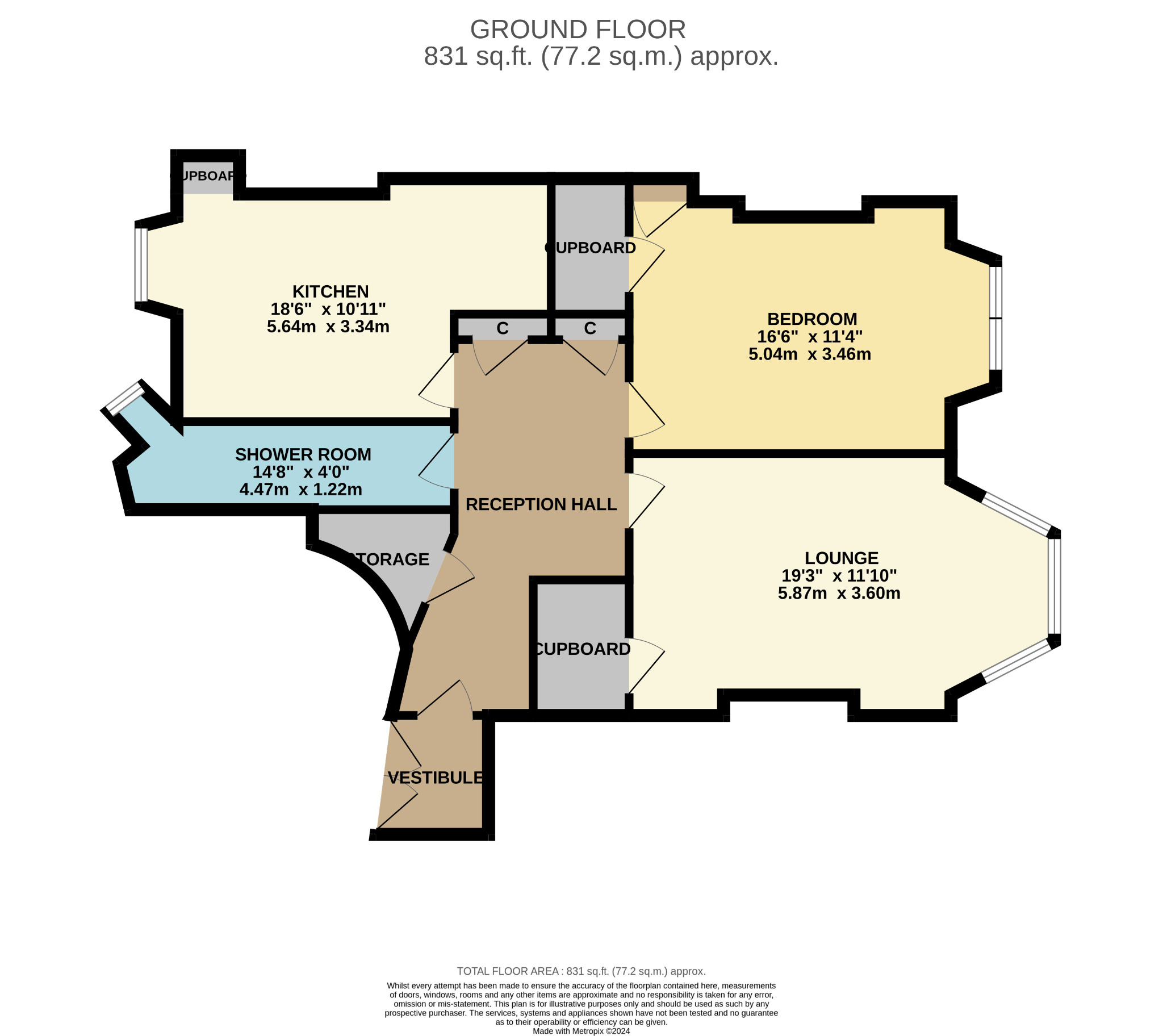 1 bed flat to rent in Kilmarnock Road, Glasgow - Property Floorplan