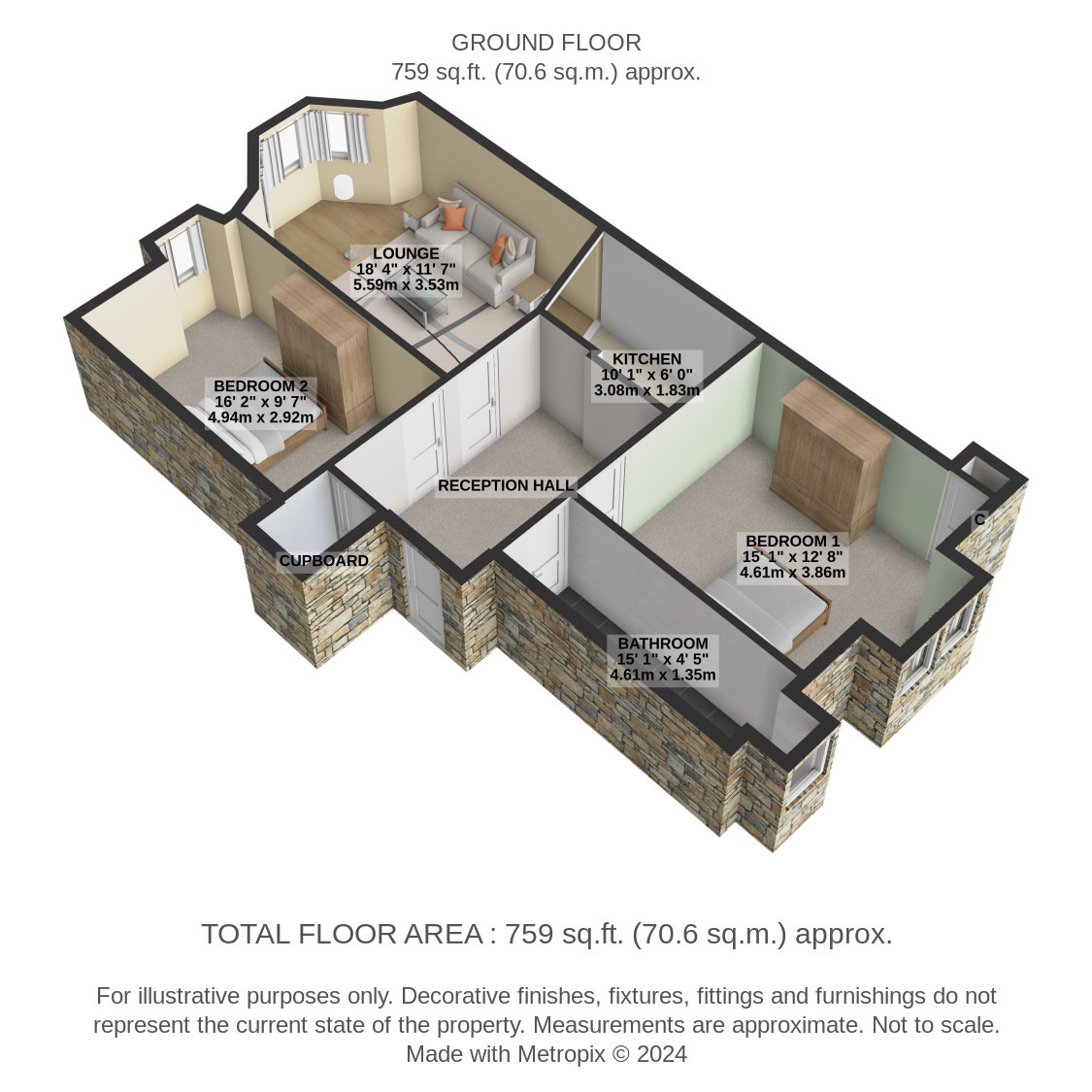 2 bed flat to rent in Tankerland Road - Property Floorplan