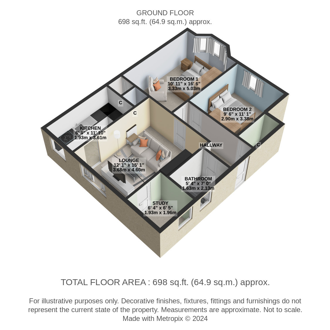 2 bed flat for sale in Kingsacre Road, Glasgow - Property Floorplan