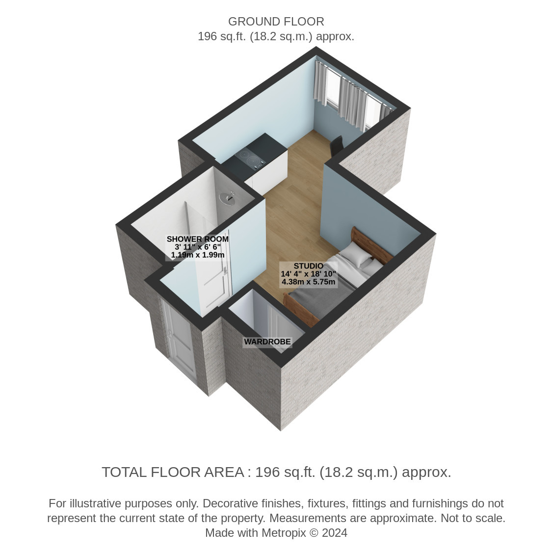 1 bed studio flat for sale in Bath Street - Property Floorplan