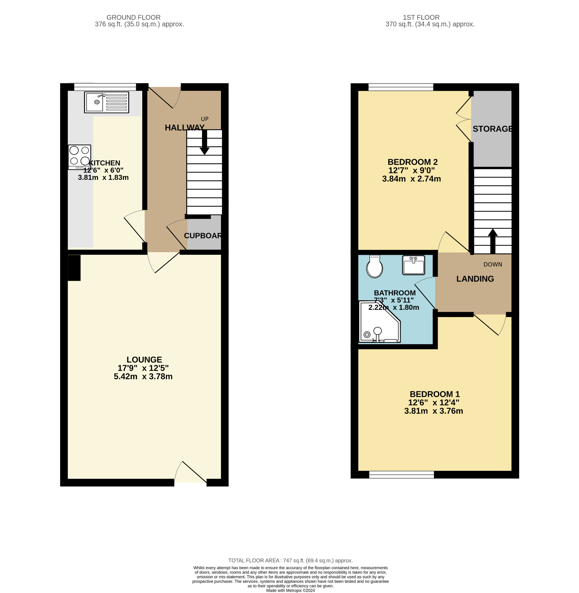 2 bed end of terrace house for sale in Hardridge Place - Property Floorplan