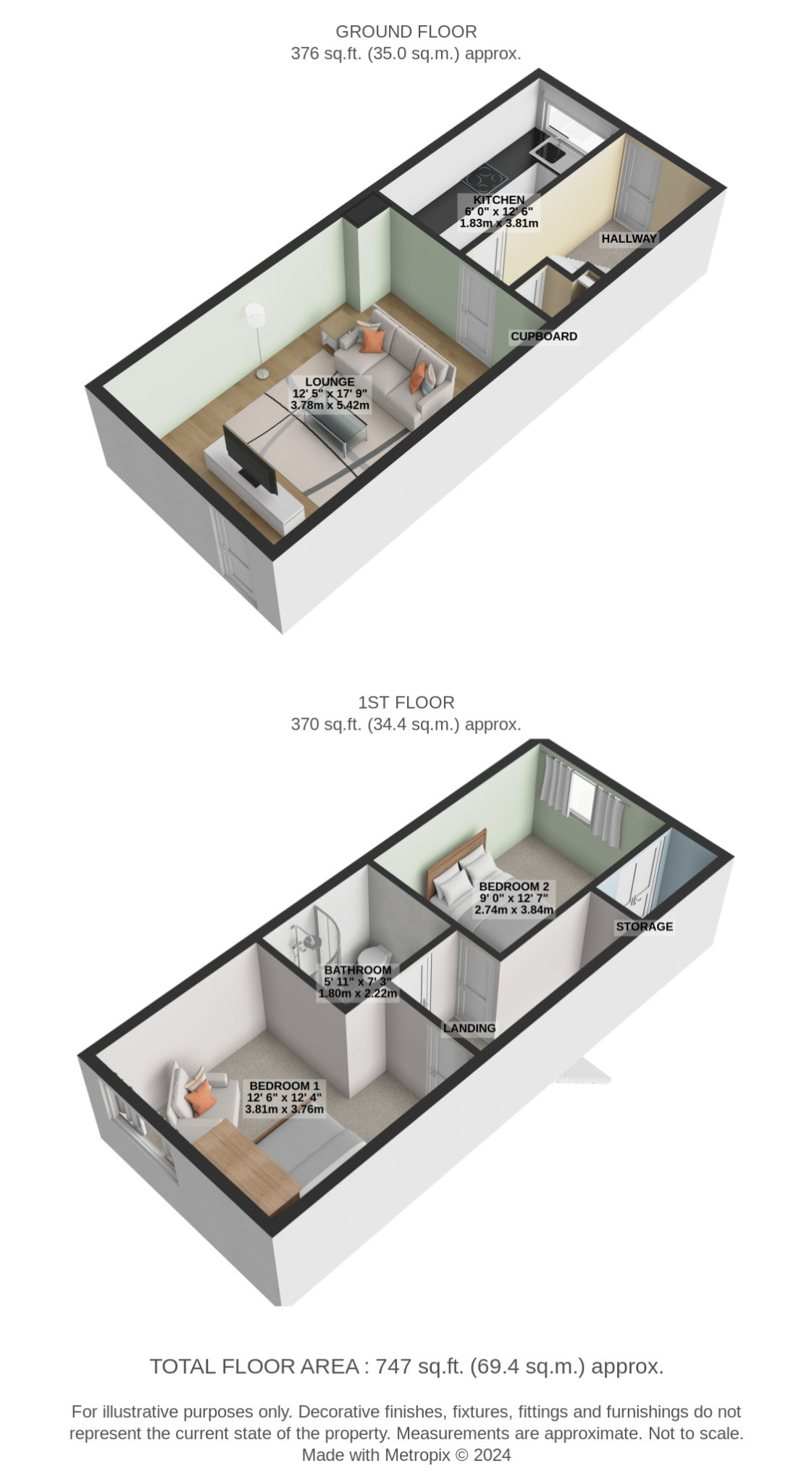 2 bed end of terrace house for sale in Hardridge Place - Property Floorplan