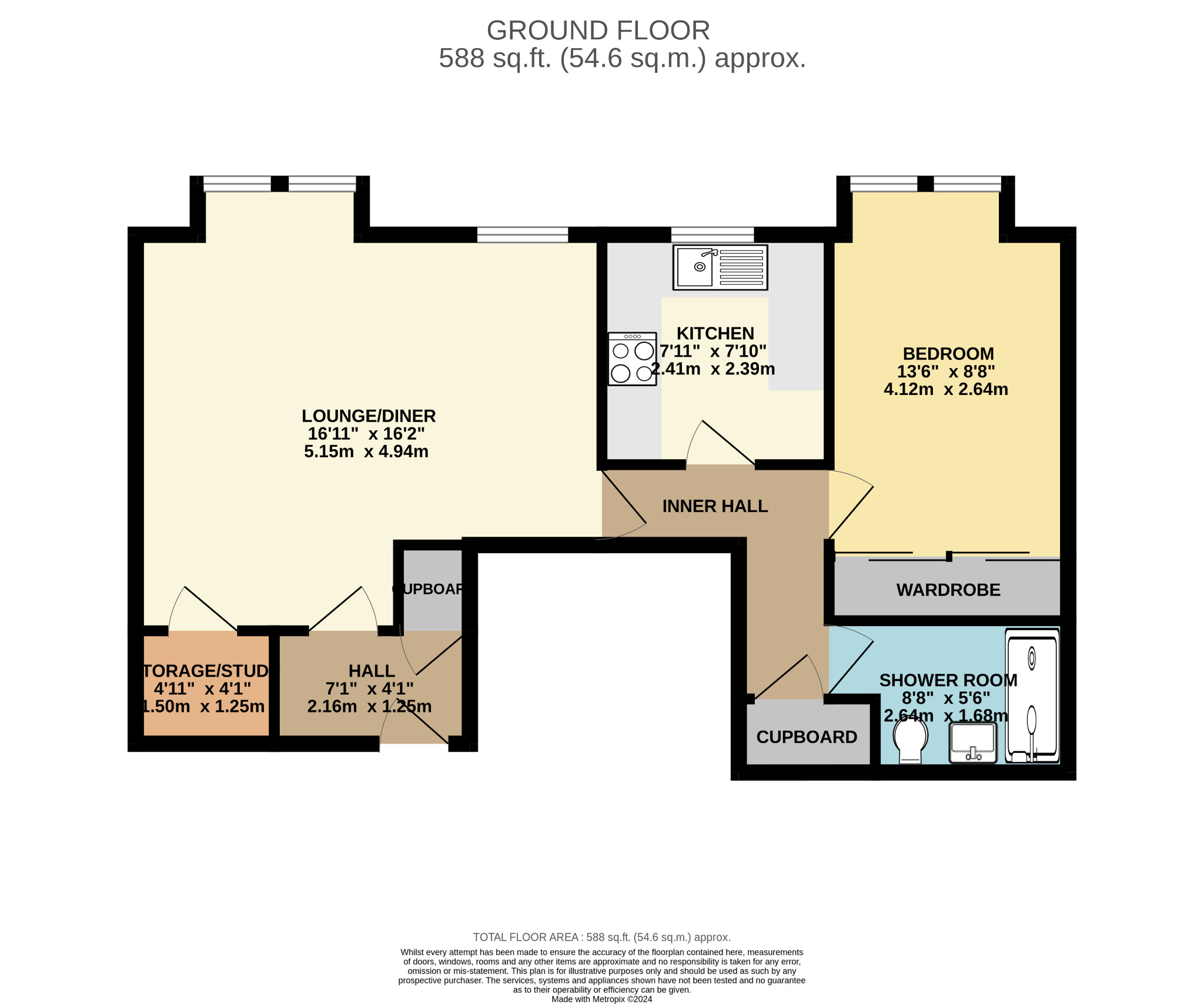 1 bed flat for sale in Middlesex Gardens - Property Floorplan