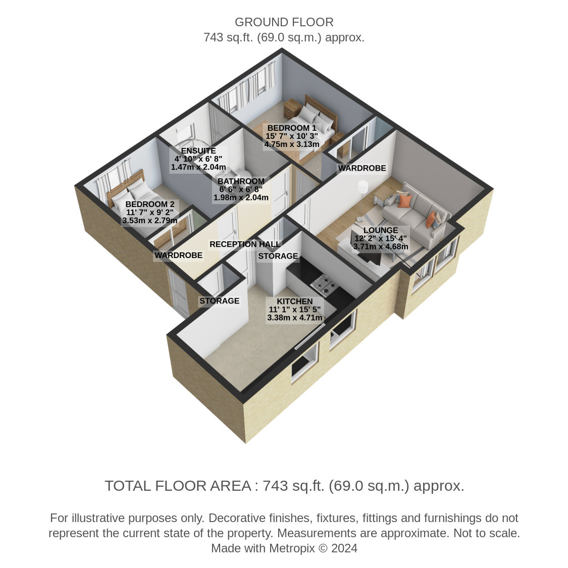 2 bed flat for sale in Castlebrae Gardens - Property Floorplan