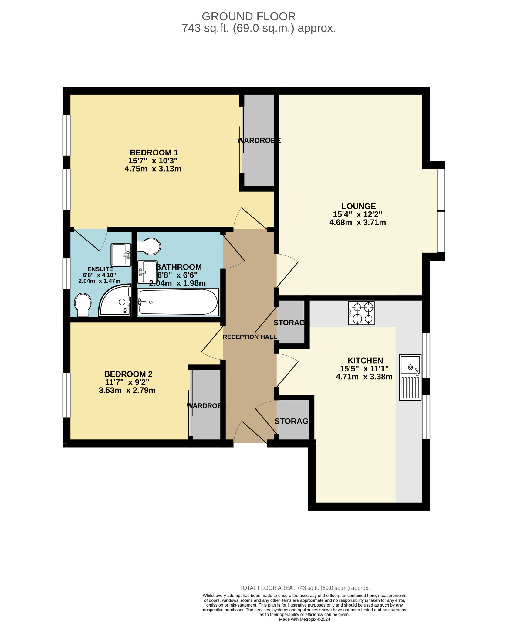 2 bed flat for sale in Castlebrae Gardens - Property Floorplan