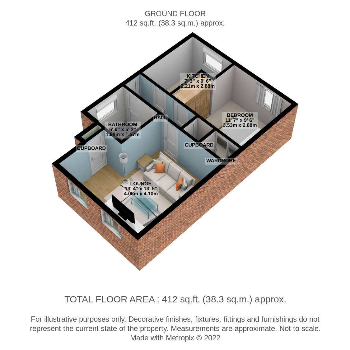 1 bed flat for sale in Linnwood Court - Property Floorplan