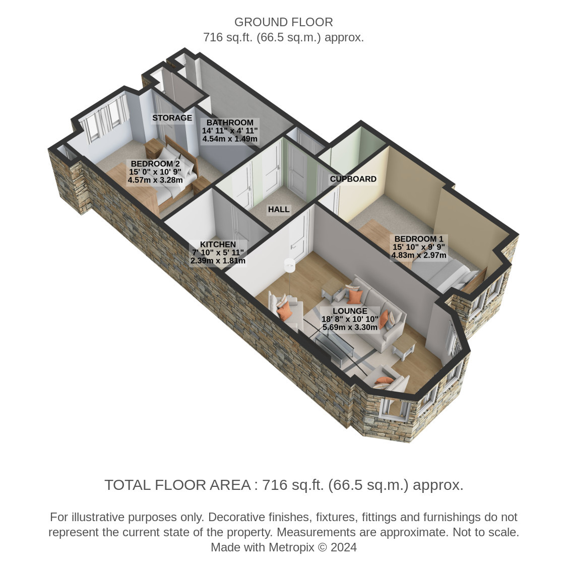 2 bed flat for sale in Mount Stuart Street - Property Floorplan