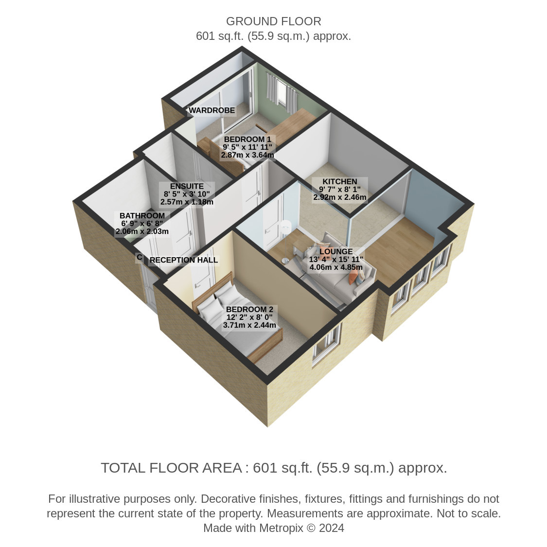 2 bed flat for sale in Northwood Close, Glasgow - Property Floorplan