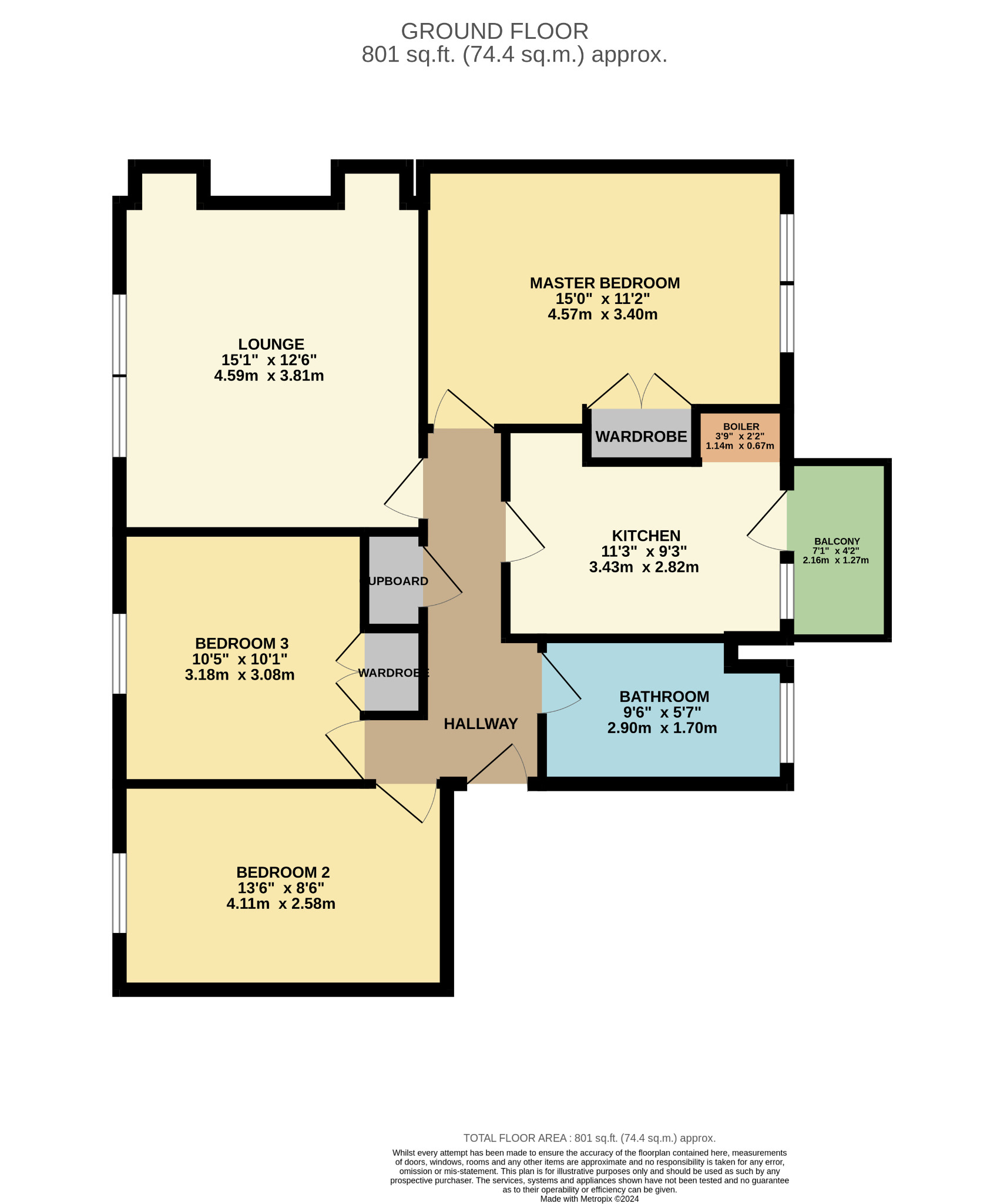 3 bed flat for sale in Cavin Drive, Glasgow - Property Floorplan