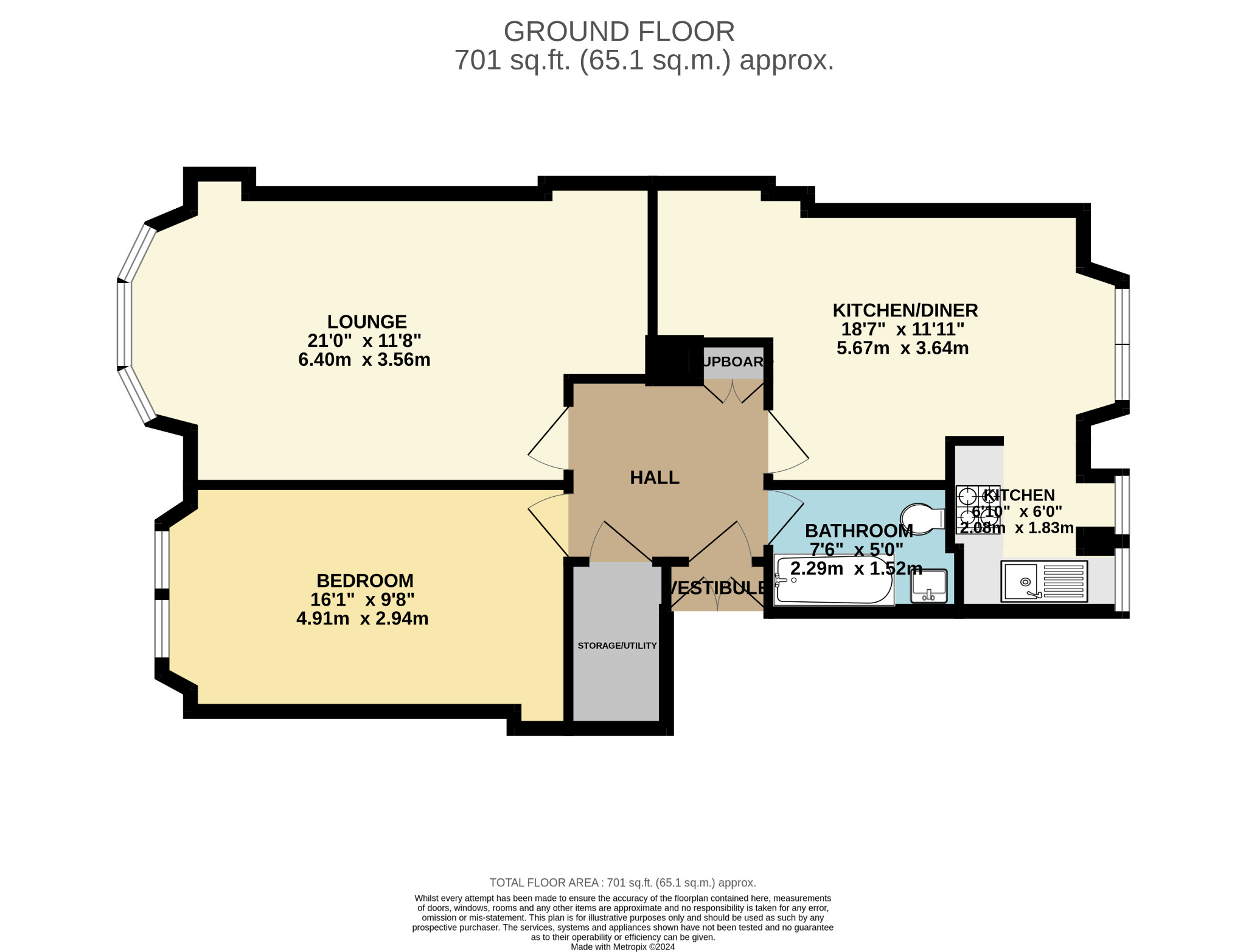 1 bed flat for sale in Tantallon Road, Glasgow - Property Floorplan