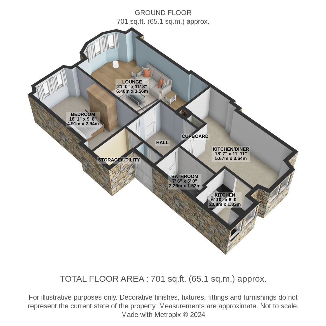 1 bed flat for sale in Tantallon Road, Glasgow - Property Floorplan