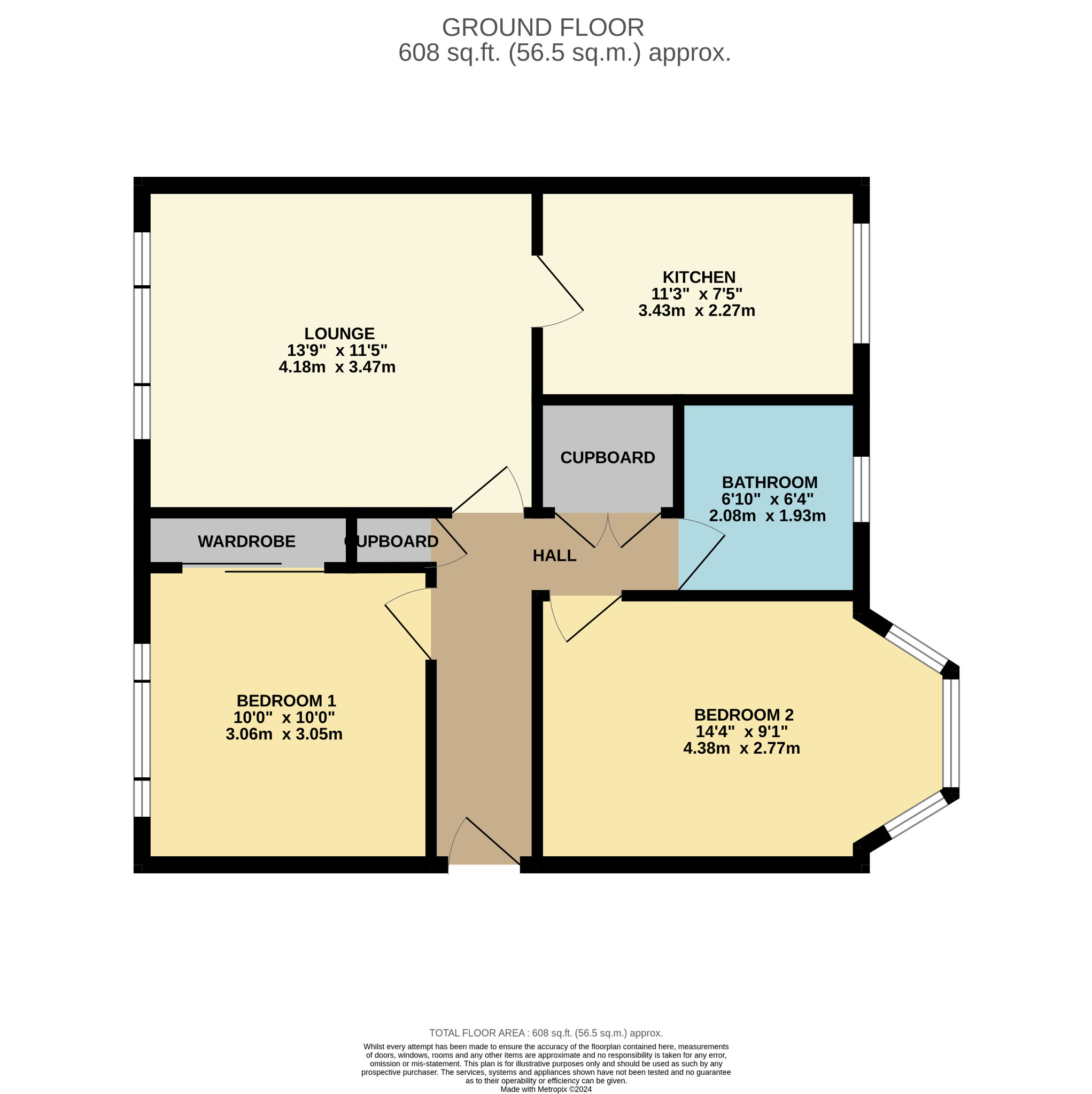 2 bed flat for sale in Landressy Place, Glasgow - Property Floorplan