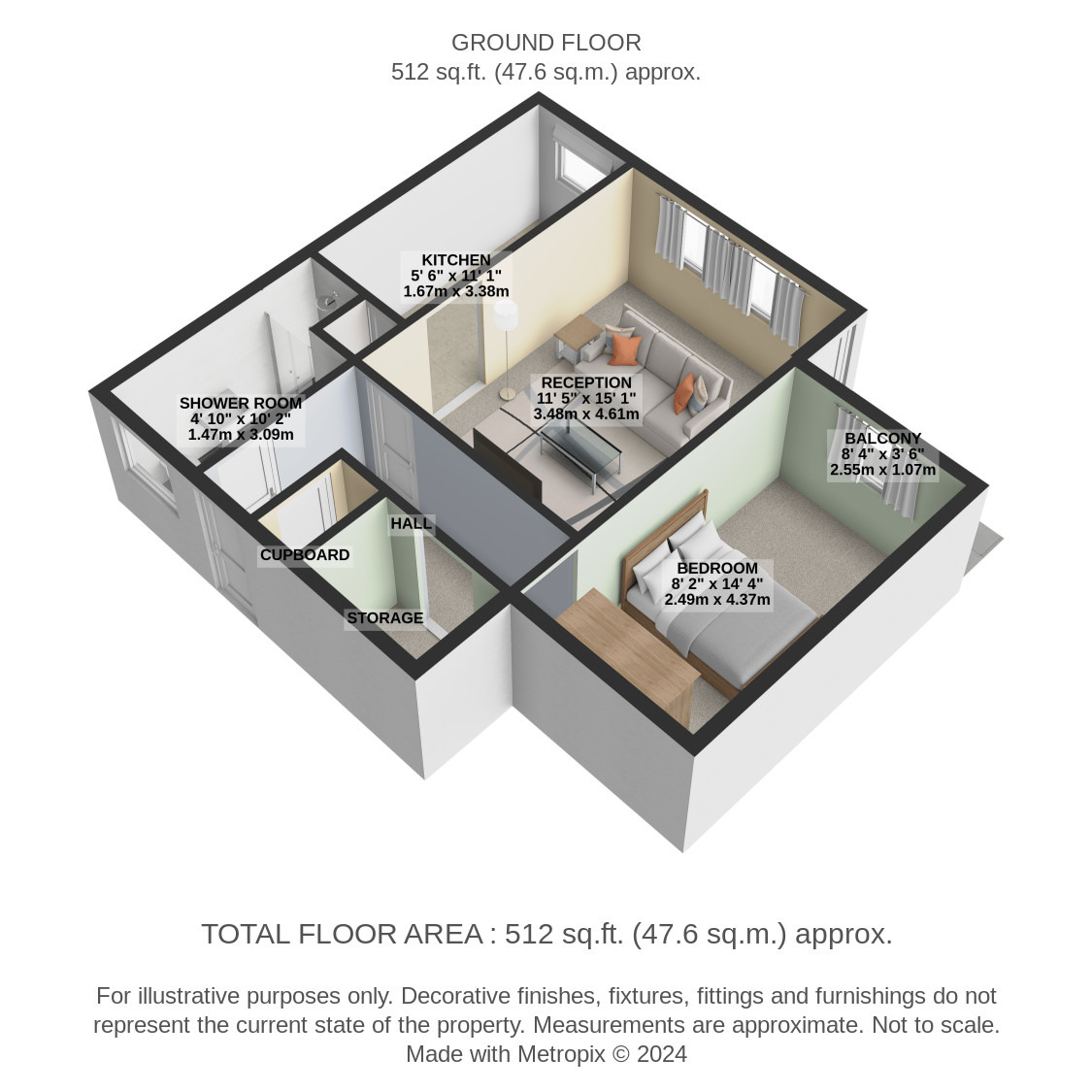 1 bed flat for sale in Dundasvale Court, City of Glasgow - Property Floorplan