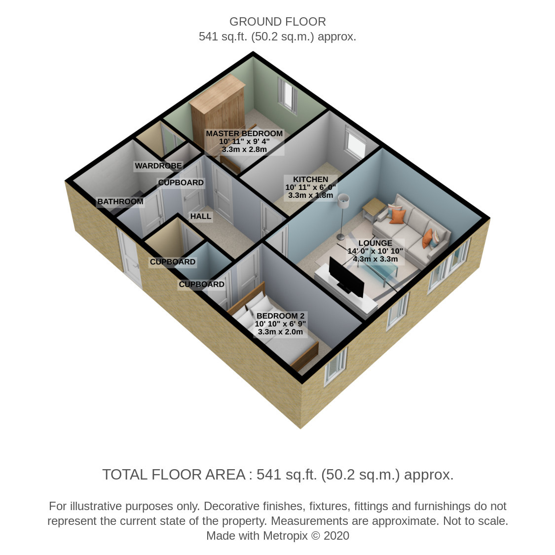2 bed flat to rent in Bobbins Gate, Paisley - Property Floorplan