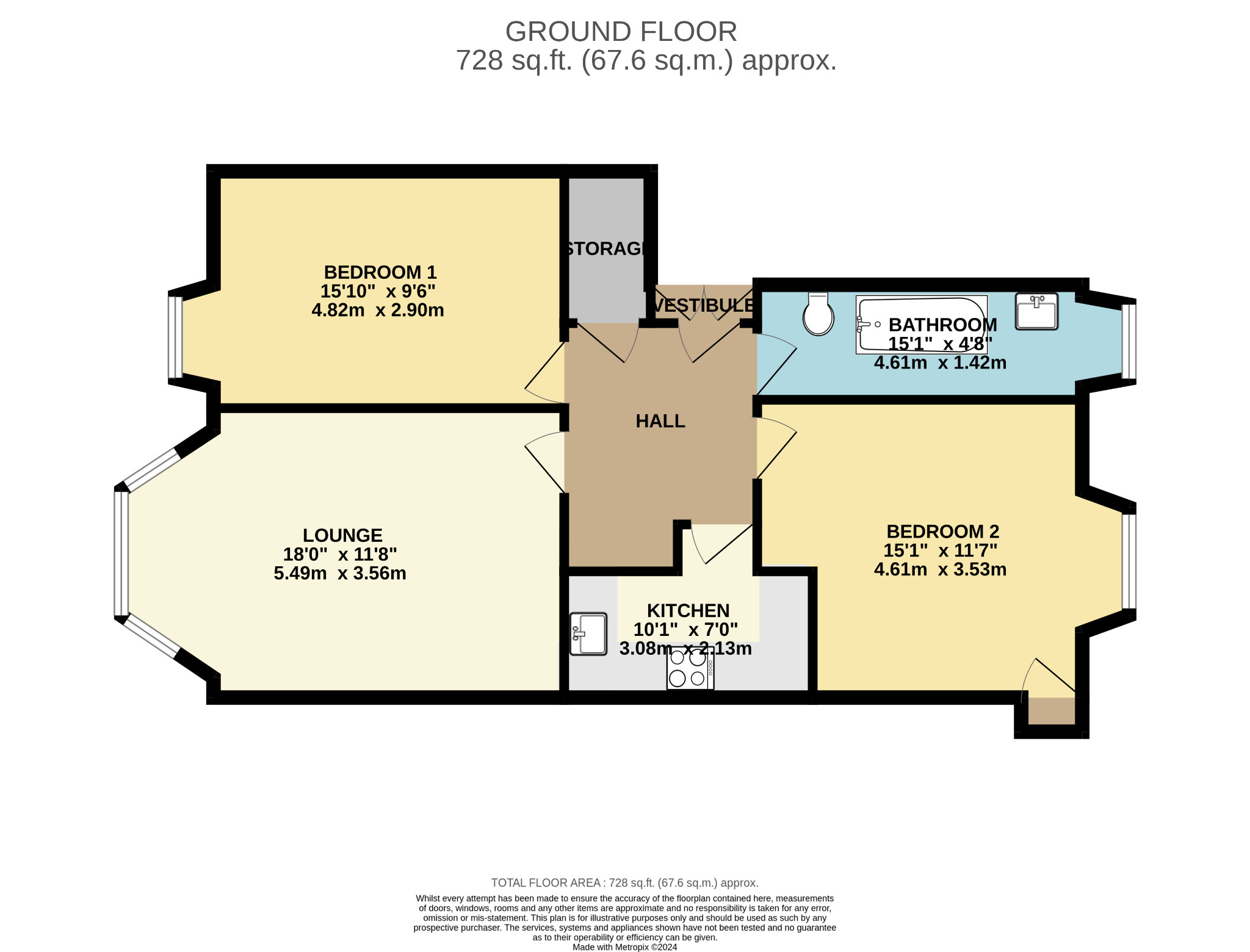 2 bed flat for sale in Waverley Gardens, Glasgow - Property Floorplan