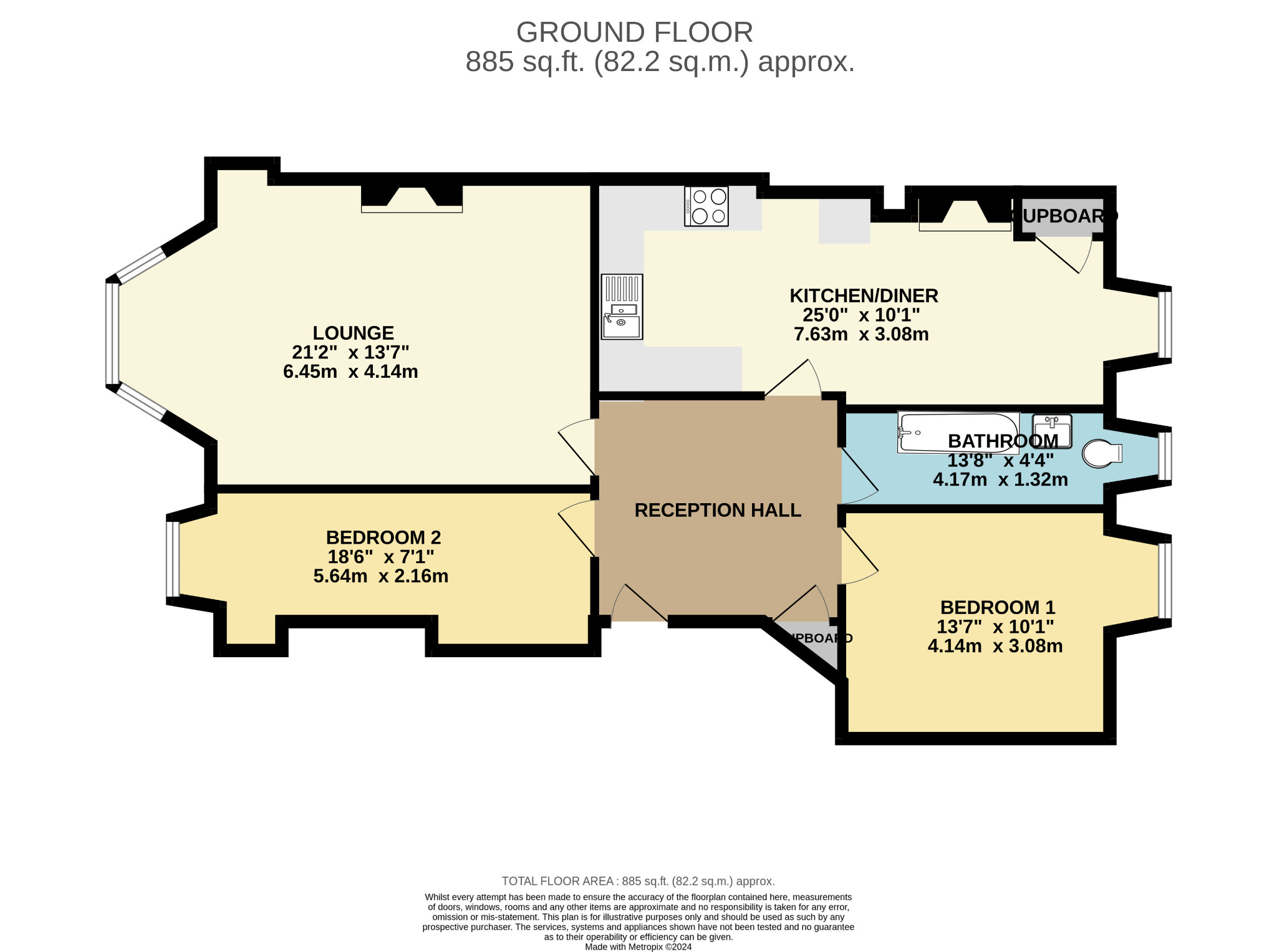 2 bed flat to rent in Hampden Terrace, Glasgow - Property Floorplan