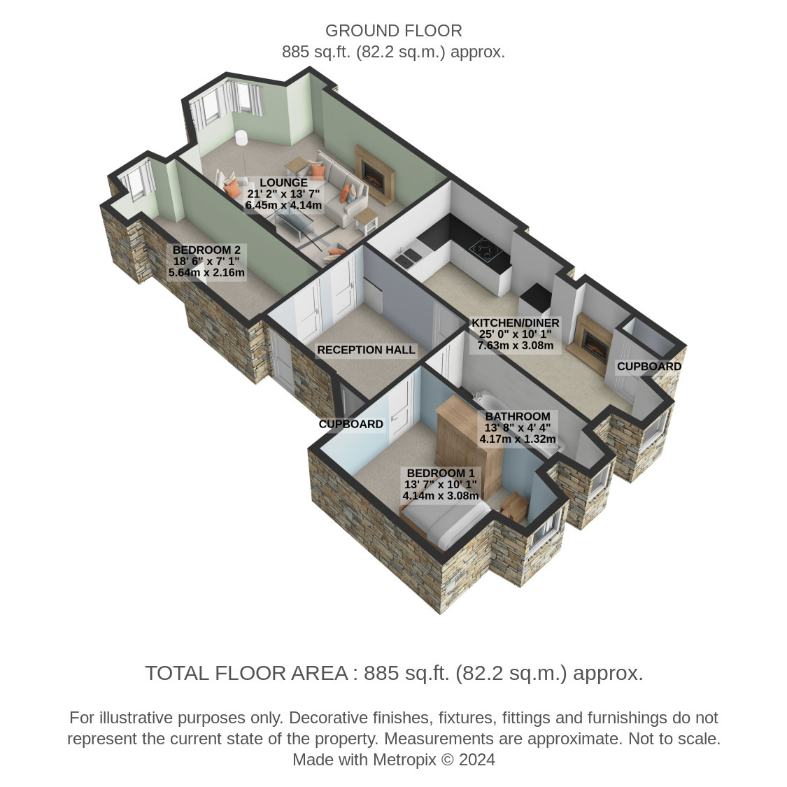 2 bed flat to rent in Hampden Terrace, Glasgow - Property Floorplan