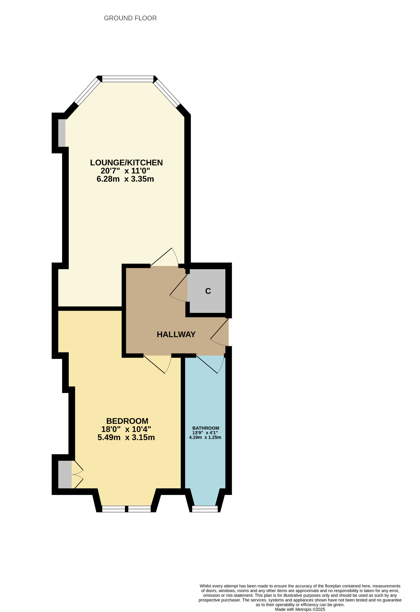 1 bed flat for sale in Carmichael Place, Glasgow - Property Floorplan