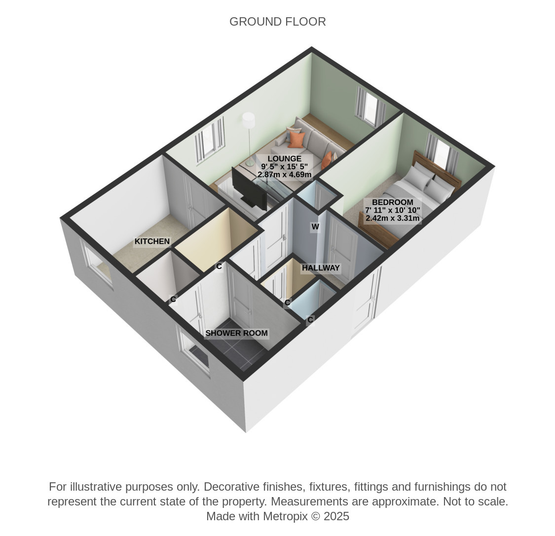 1 bed flat to rent in Rossendale Court, Glasgow - Property Floorplan