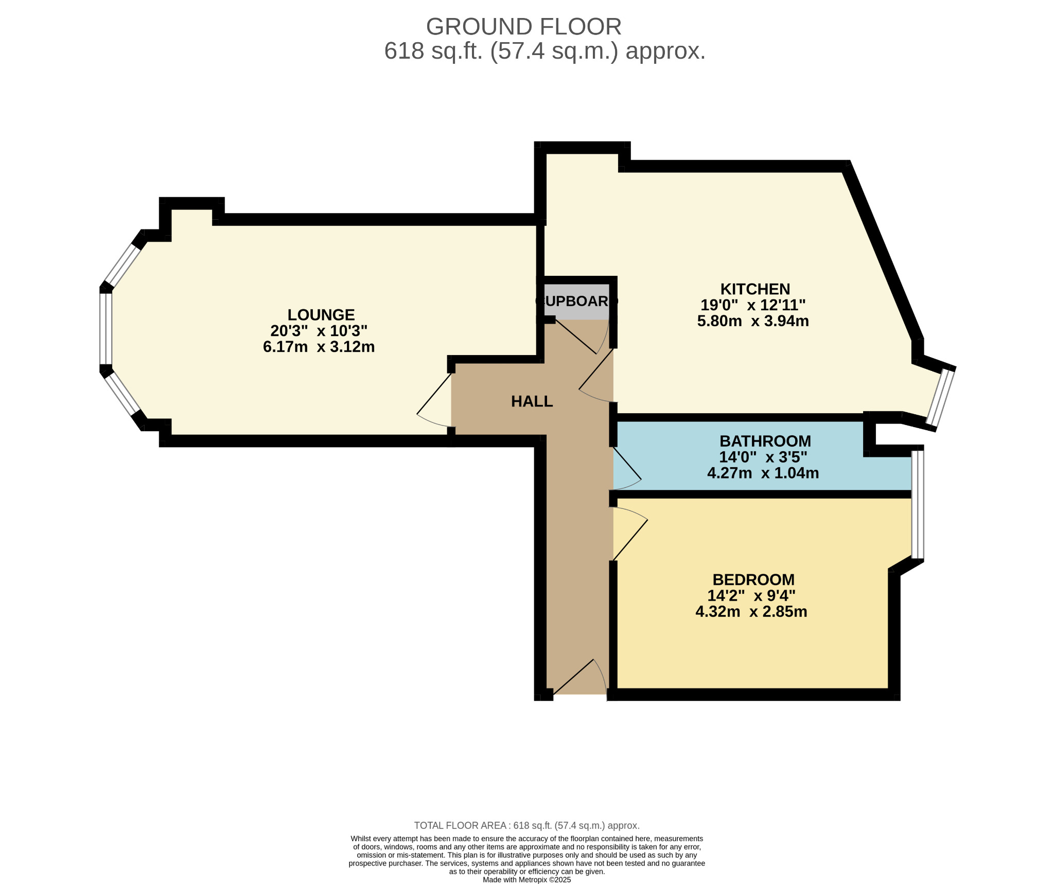 1 bed flat for sale in Calder Street, Glasgow - Property Floorplan