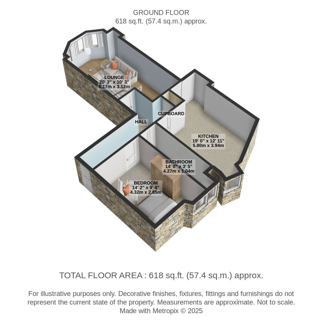 1 bed flat for sale in Calder Street, Glasgow - Property Floorplan