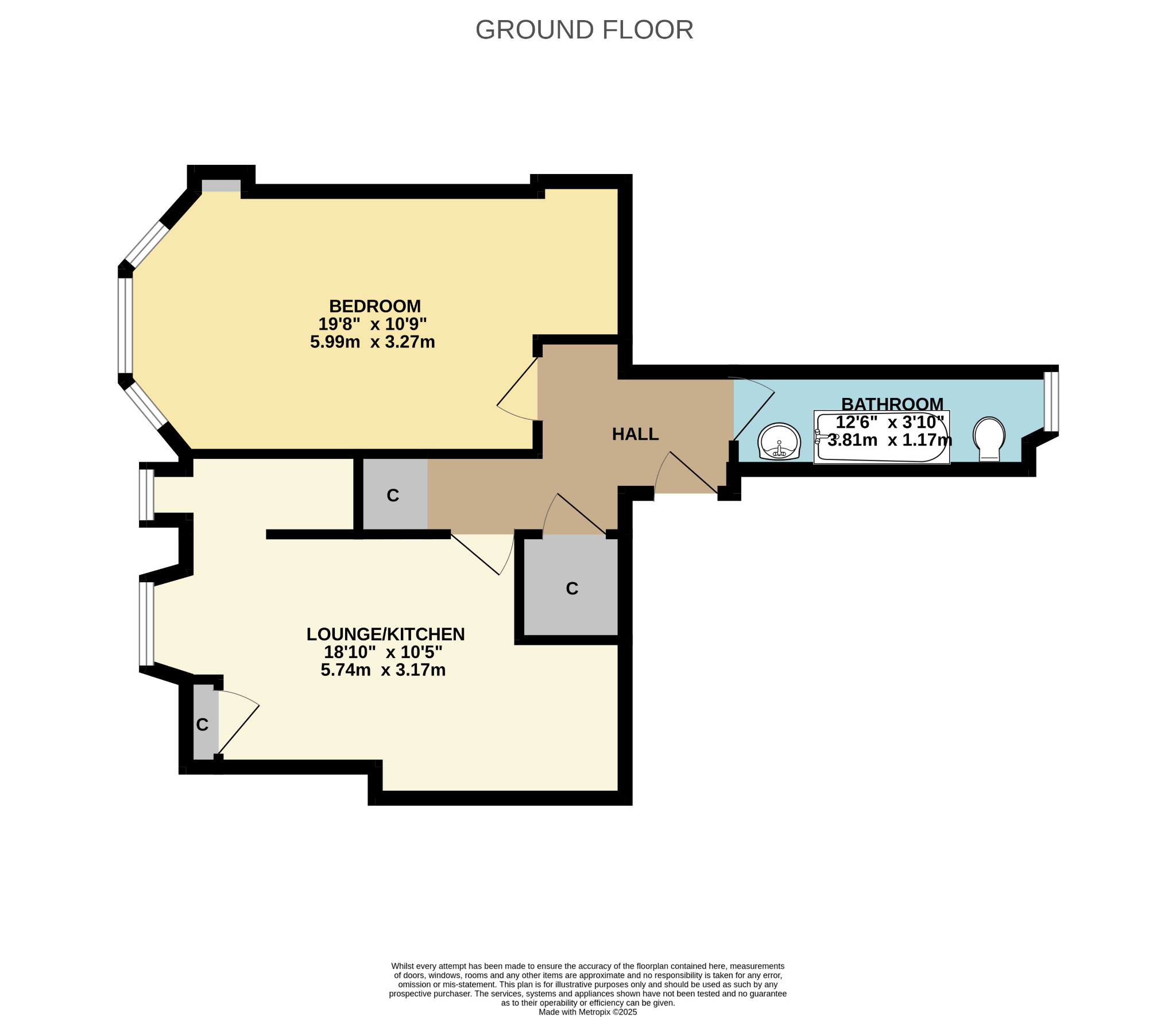 1 bed flat for sale in Bowman Street, Glasgow - Property Floorplan