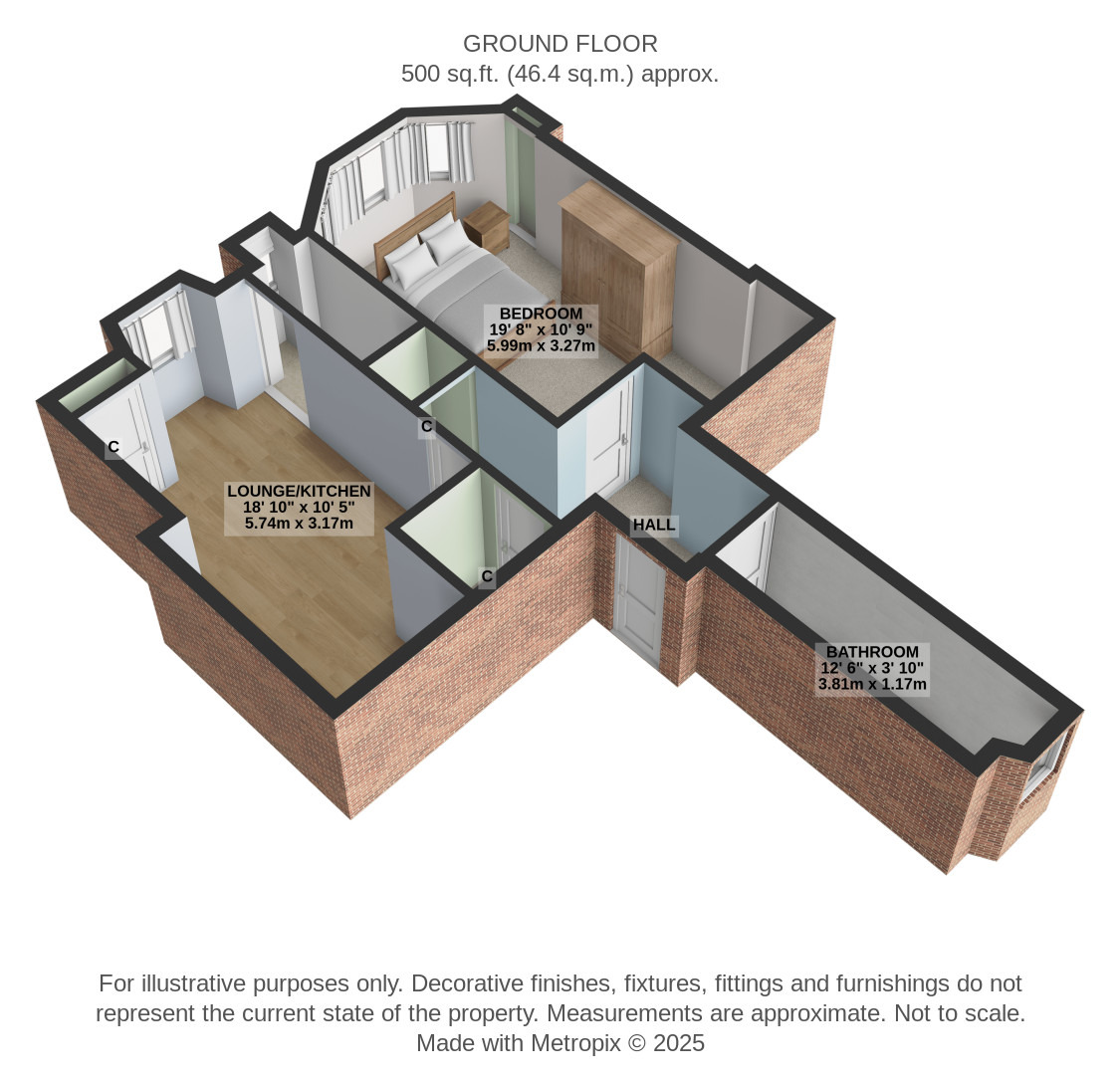 1 bed flat for sale in Bowman Street, Glasgow - Property Floorplan