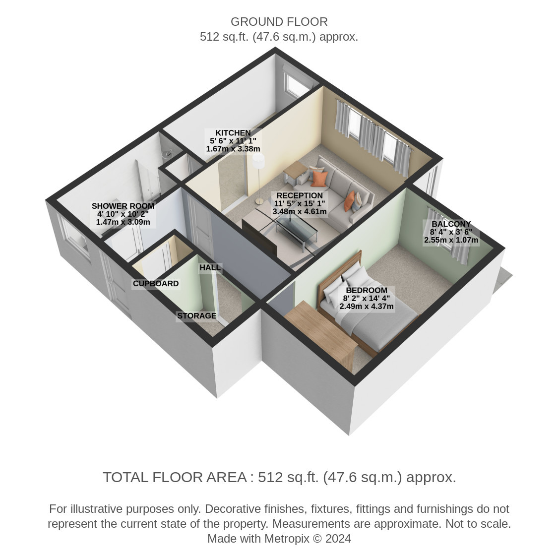 1 bed flat to rent in Dundasvale Court, City of Glasgow - Property Floorplan