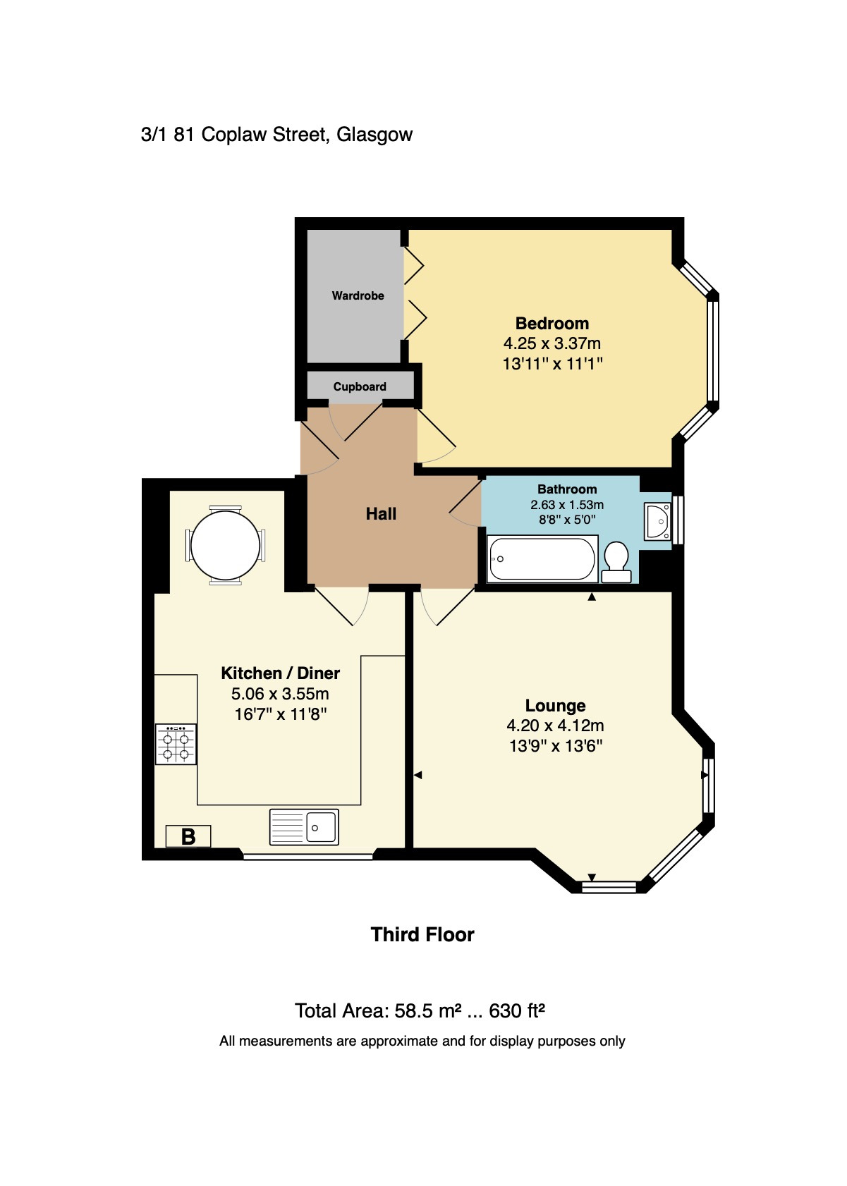 1 bed flat for sale in Coplaw Street, Glasgow - Property Floorplan