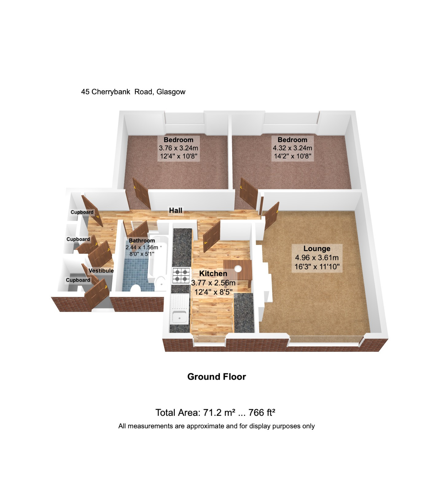 2 bed flat for sale in Cherrybank Road, Glasgow - Property Floorplan