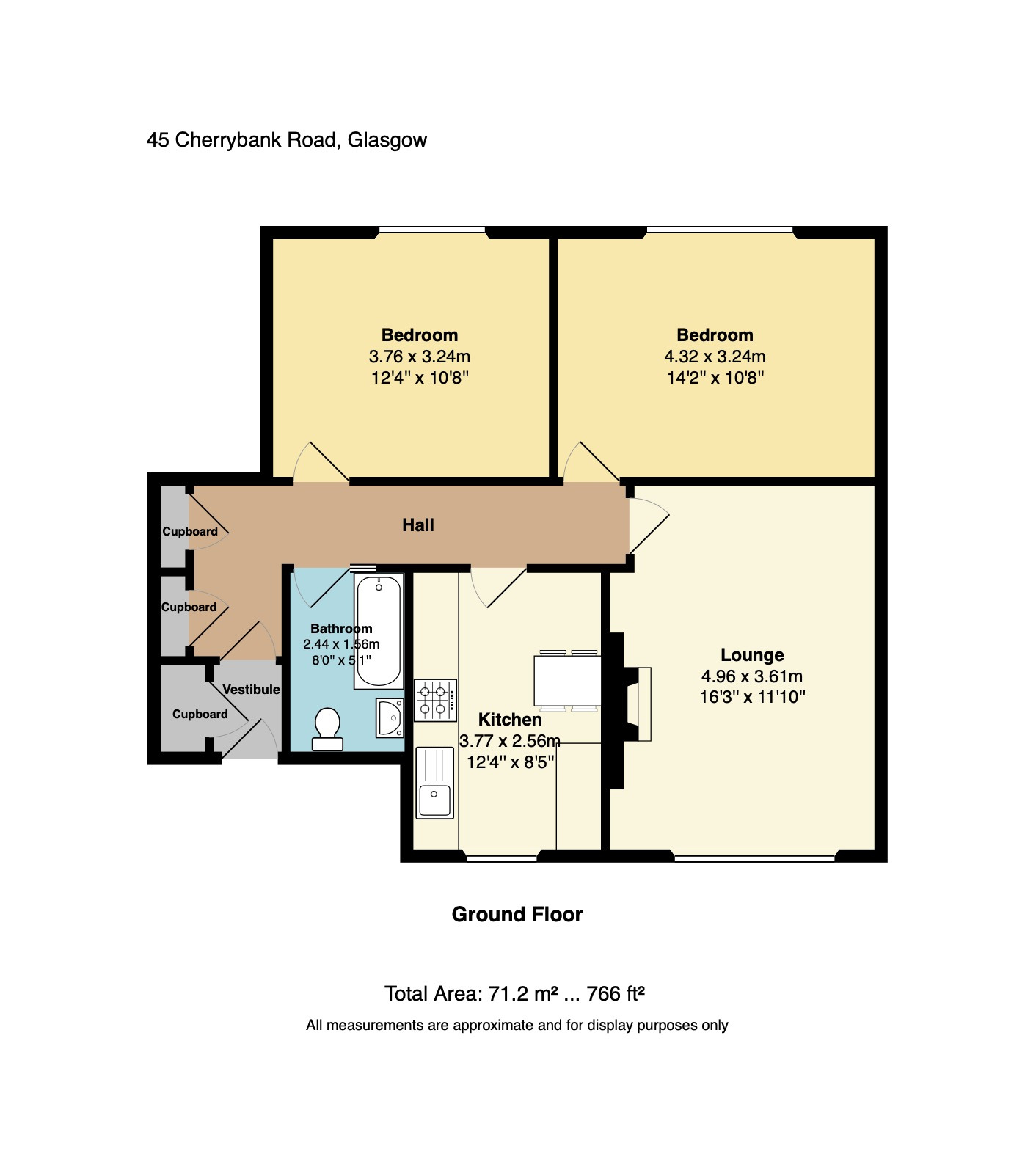 2 bed flat for sale in Cherrybank Road, Glasgow - Property Floorplan