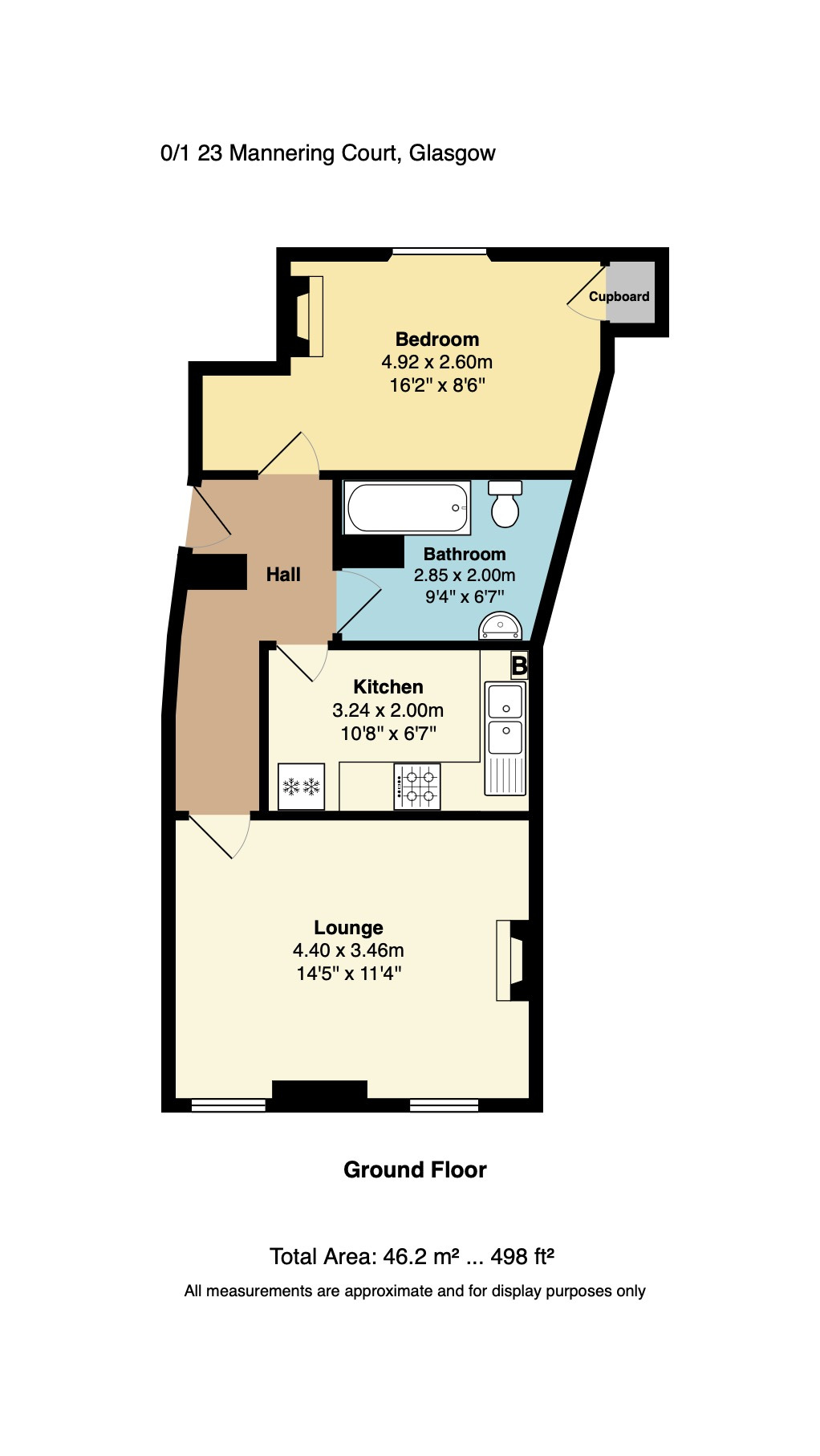 1 bed flat for sale in Mannering Court, Glasgow - Property Floorplan