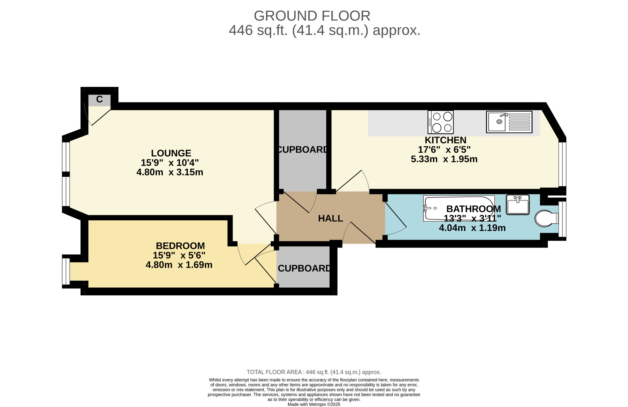 1 bed flat to rent in St Bryde Street, Glasgow - Property Floorplan