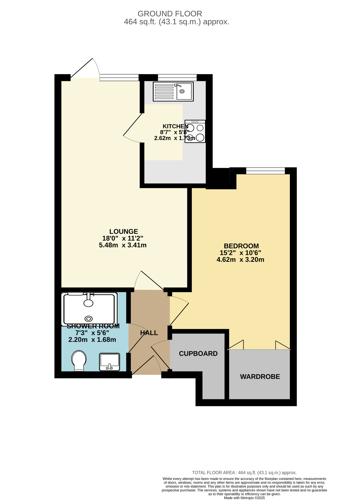 1 bed flat for sale in Fenwick Road, Glasgow - Property Floorplan