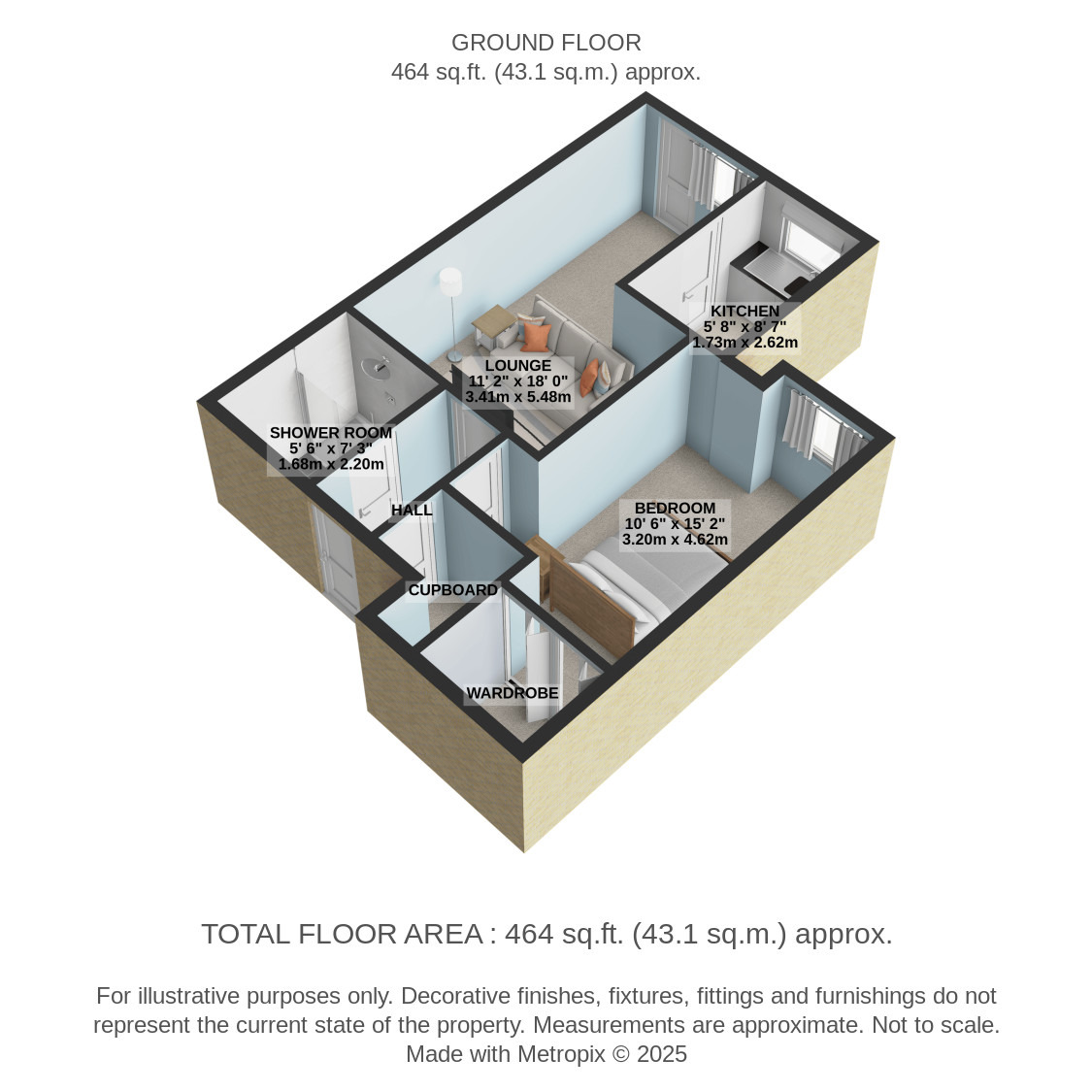 1 bed flat for sale in Fenwick Road, Glasgow - Property Floorplan