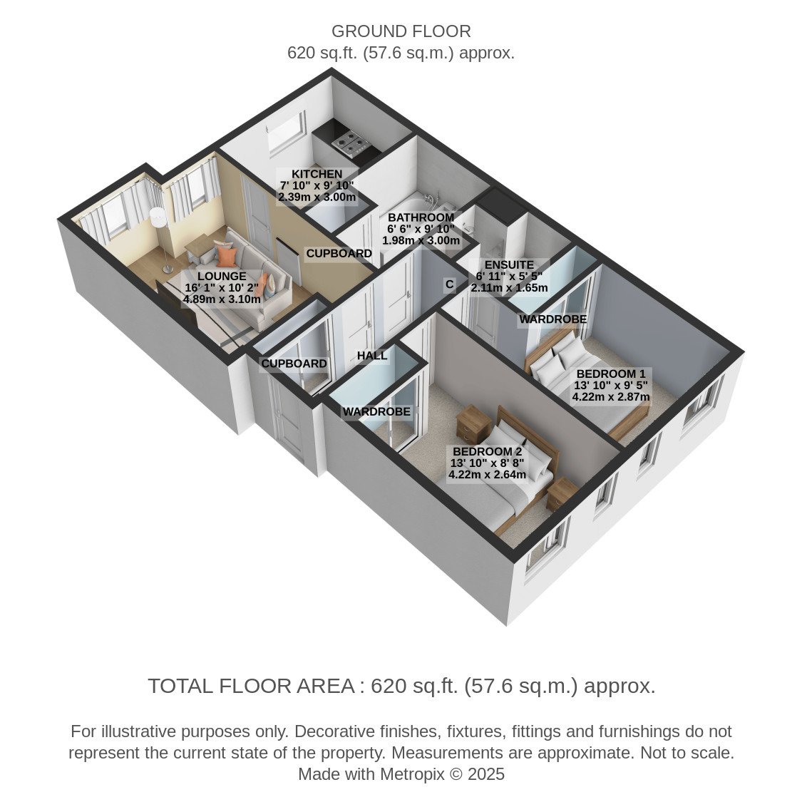 2 bed flat for sale in Jenny Lind Court, Glasgow - Property Floorplan