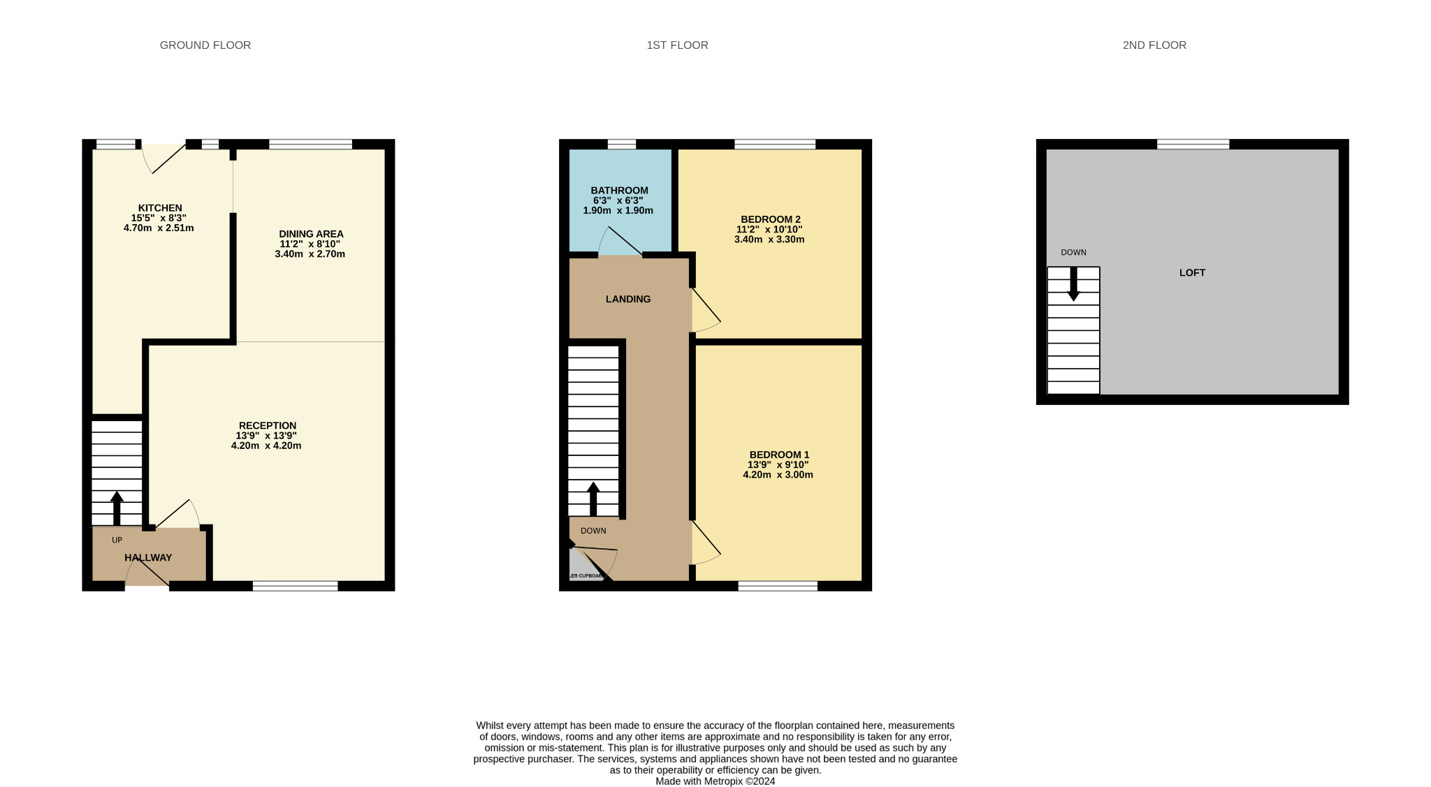 2 bed terraced house for sale in Bellahouston Drive, Glasgow - Property floorplan