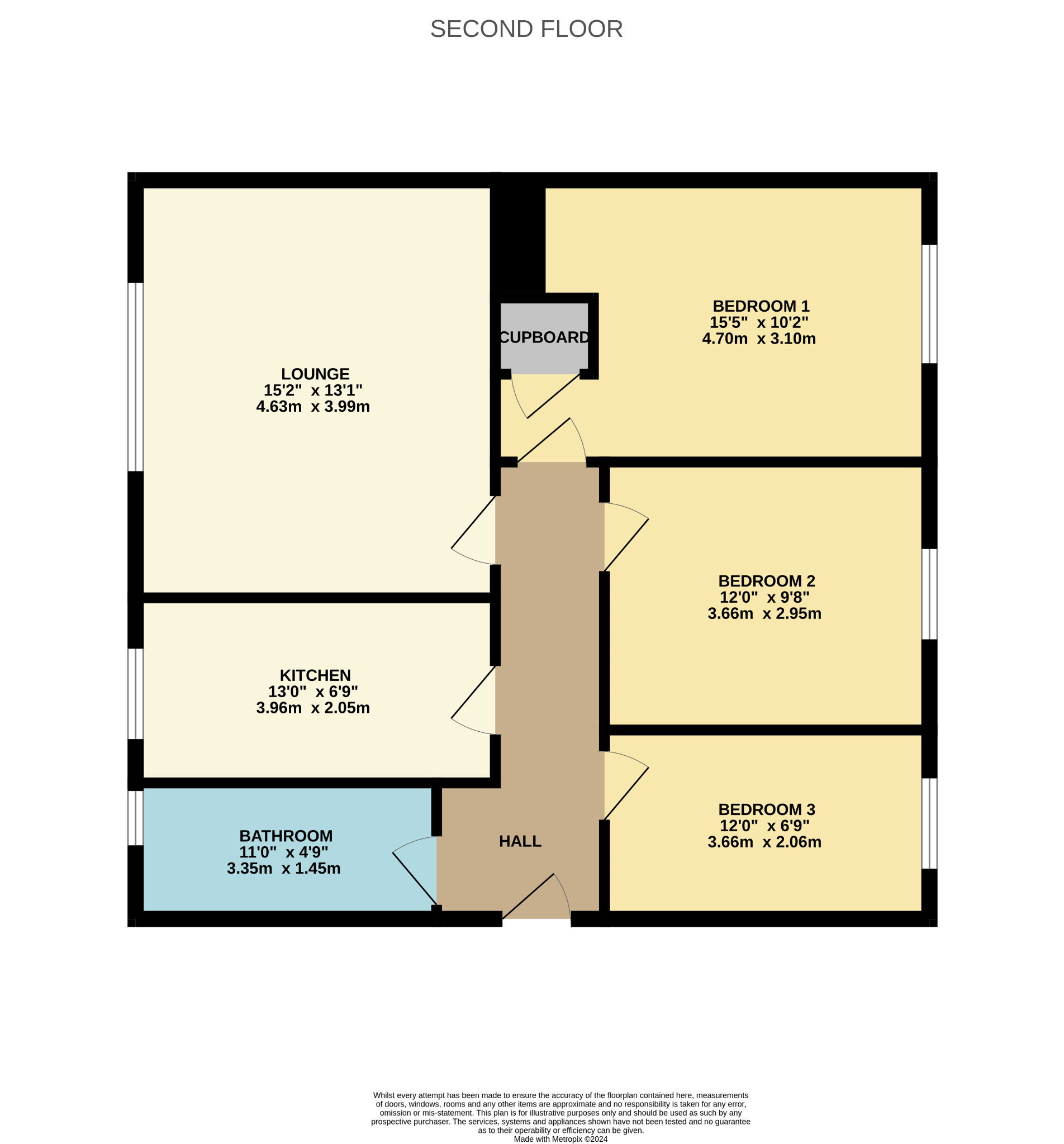 3 bed flat for sale in Wedderlea Drive, Glasgow - Property Floorplan