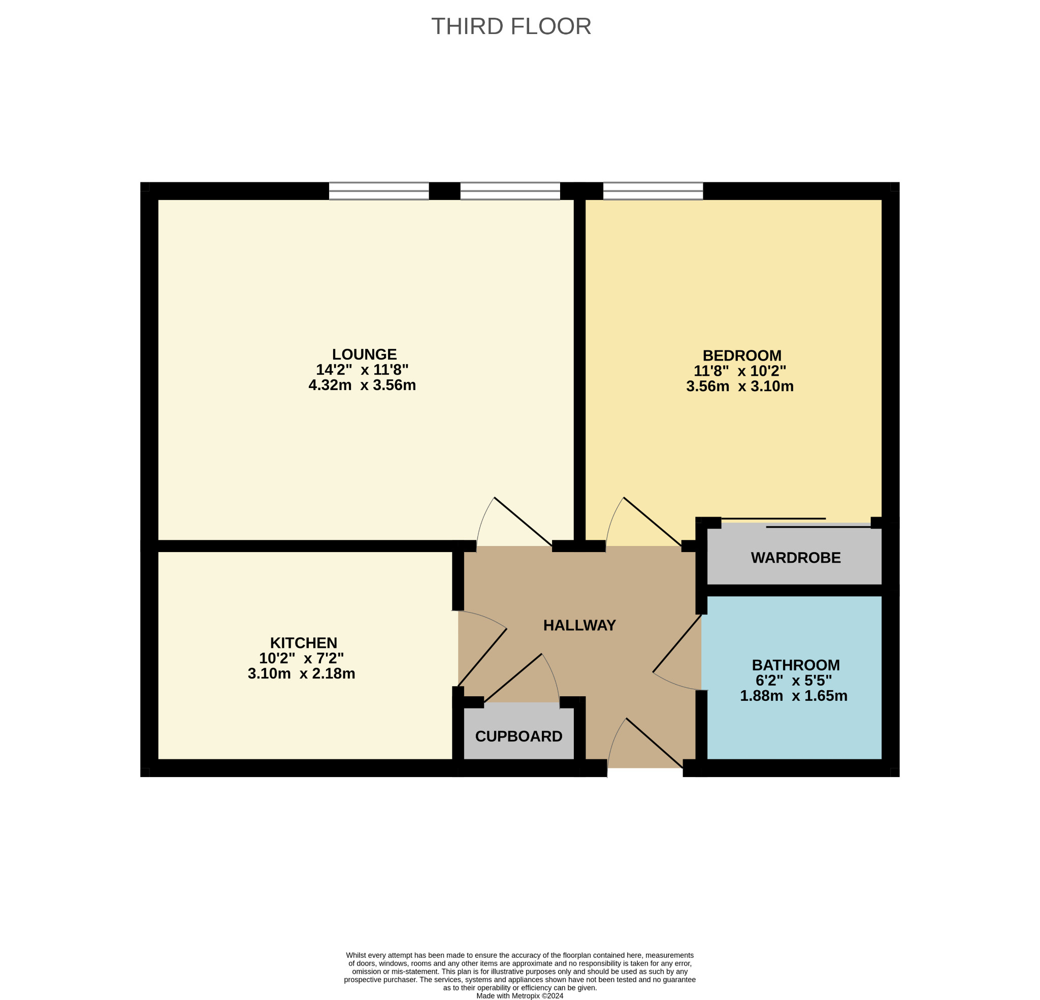 1 bed flat for sale in Middleton Street, Glasgow - Property Floorplan