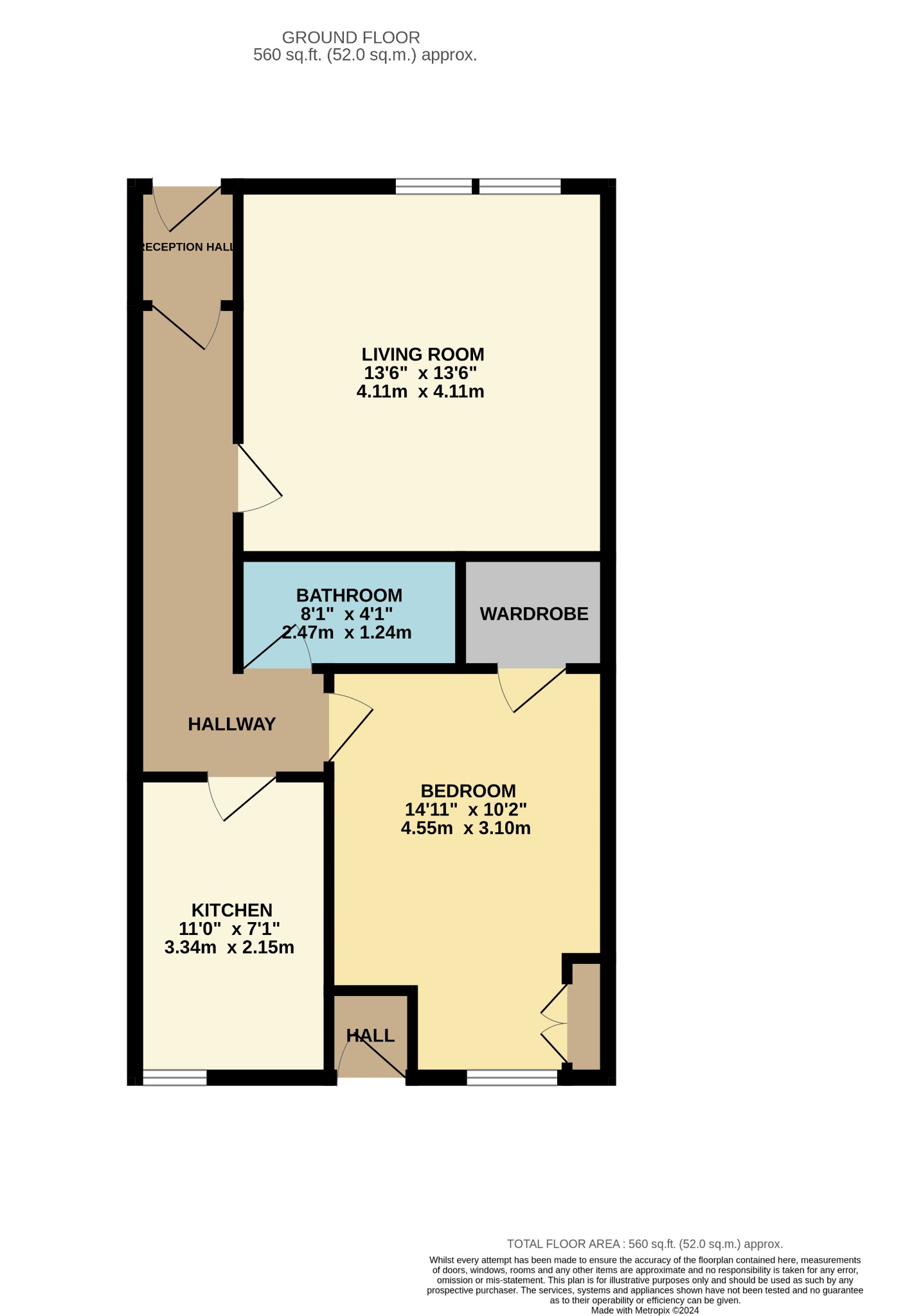 1 bed ground floor flat for sale in Edward Street, Dunoon - Property floorplan