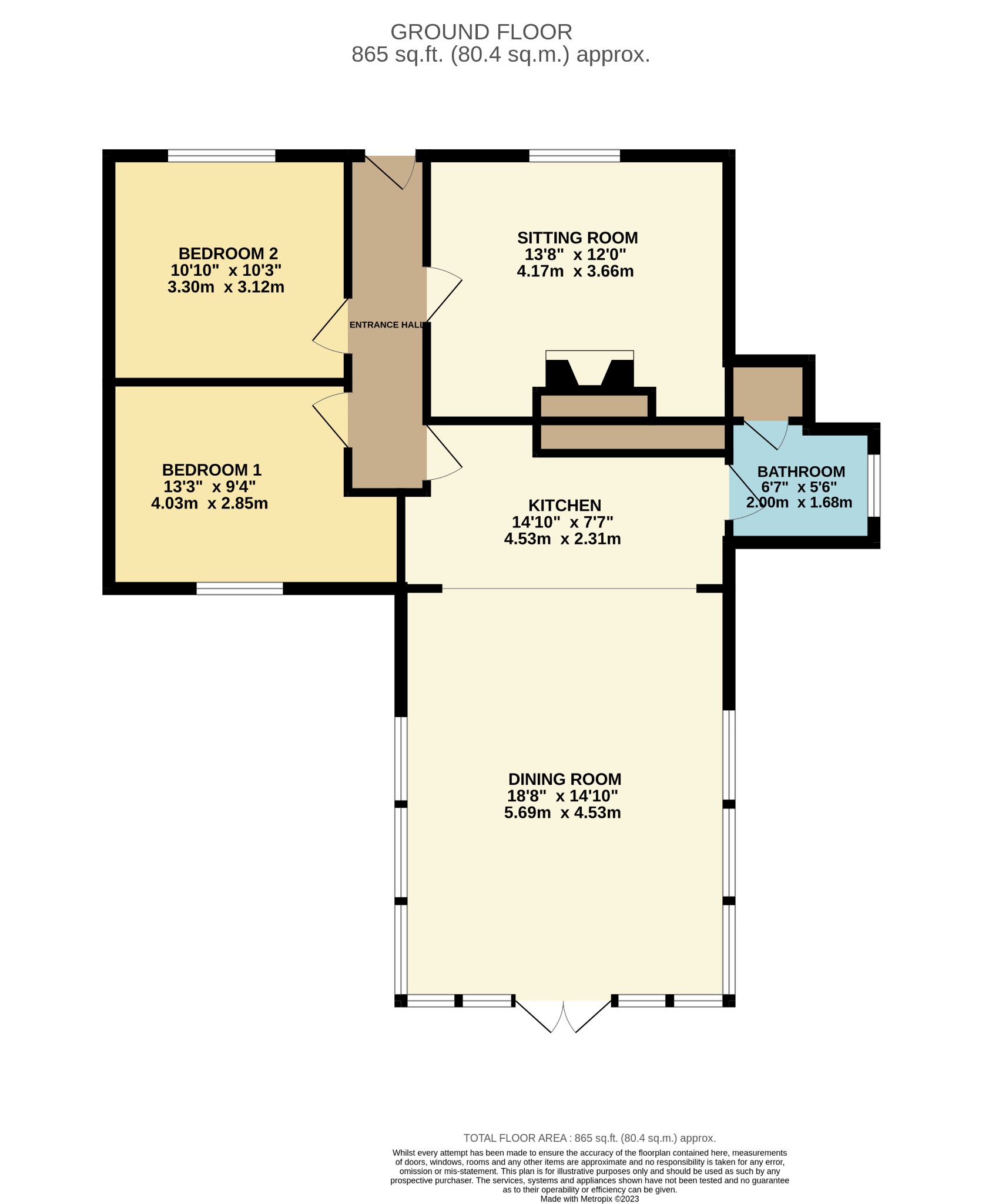 2 bed bungalow for sale, Cairndow - Property floorplan