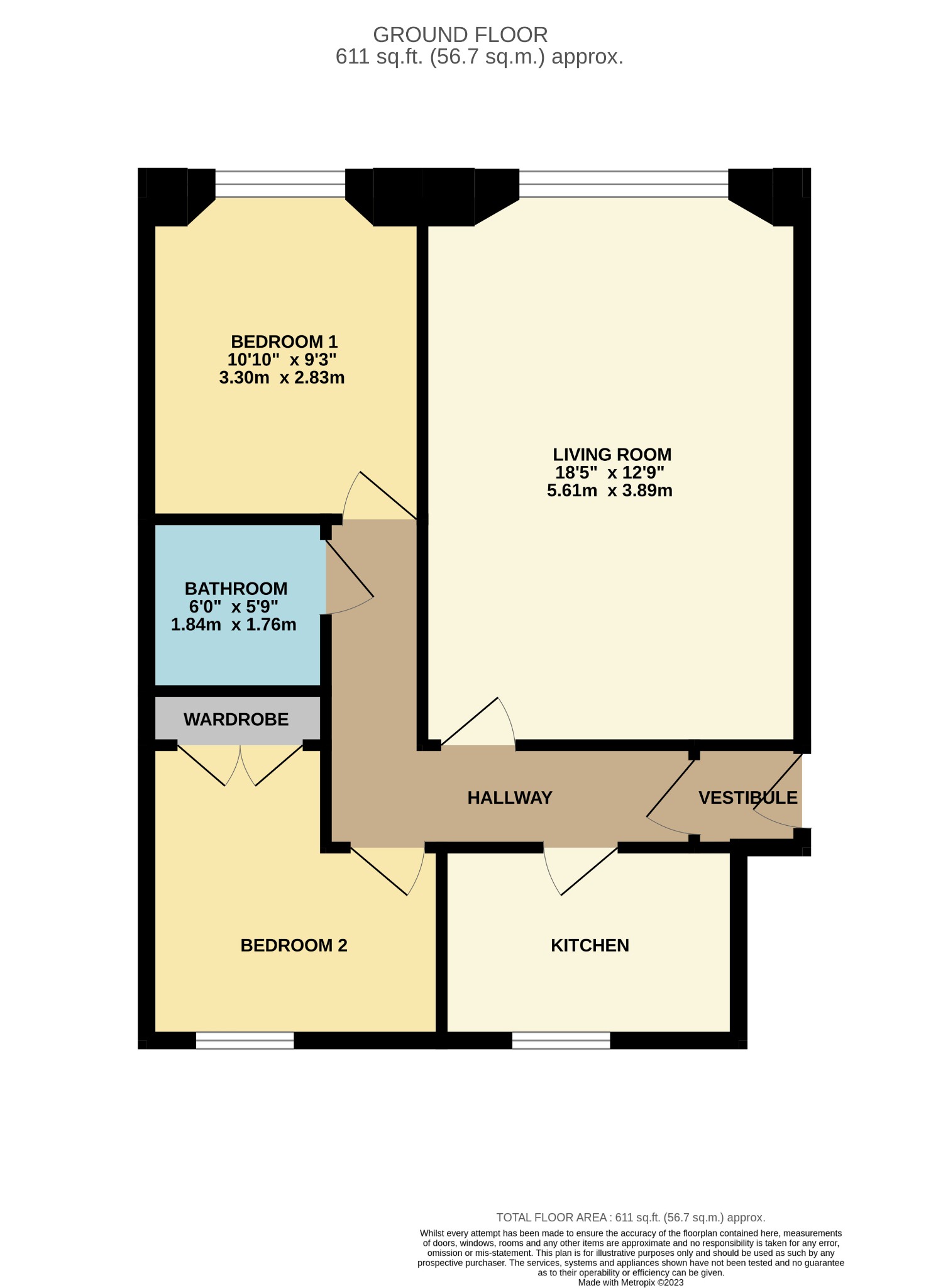 2 bed ground floor flat for sale in Shore Road, Dunoon - Property floorplan