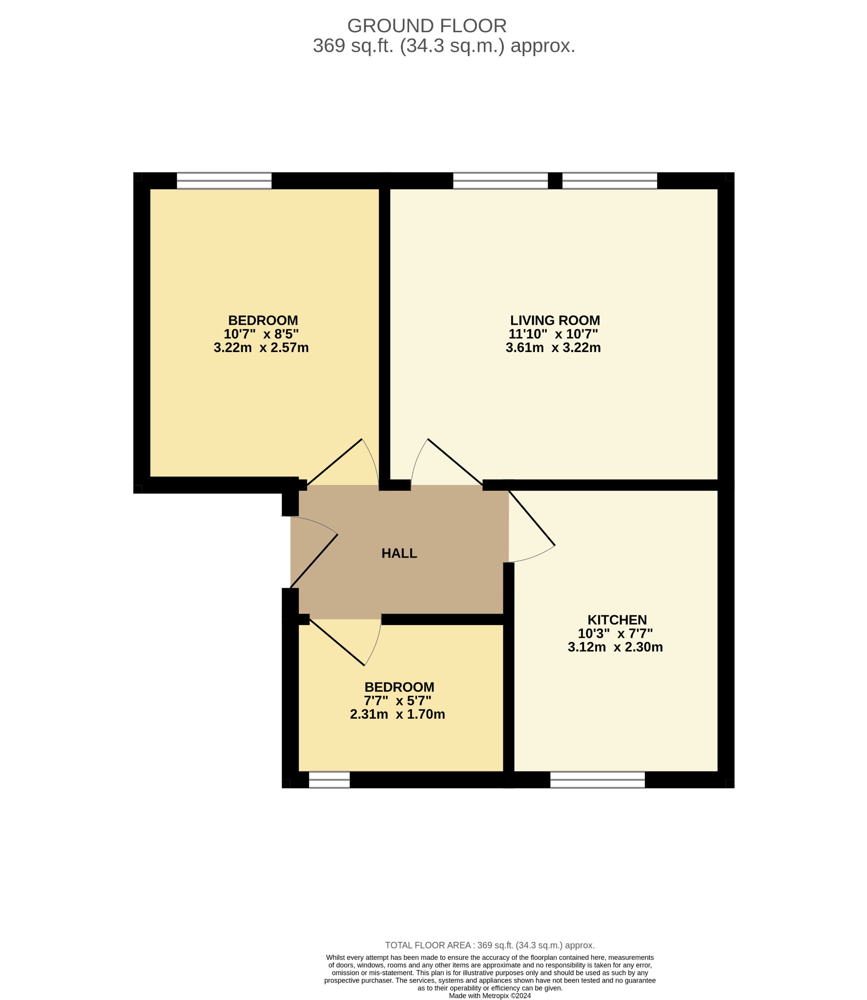 1 bed flat for sale in Church Street, Dunoon - Property floorplan