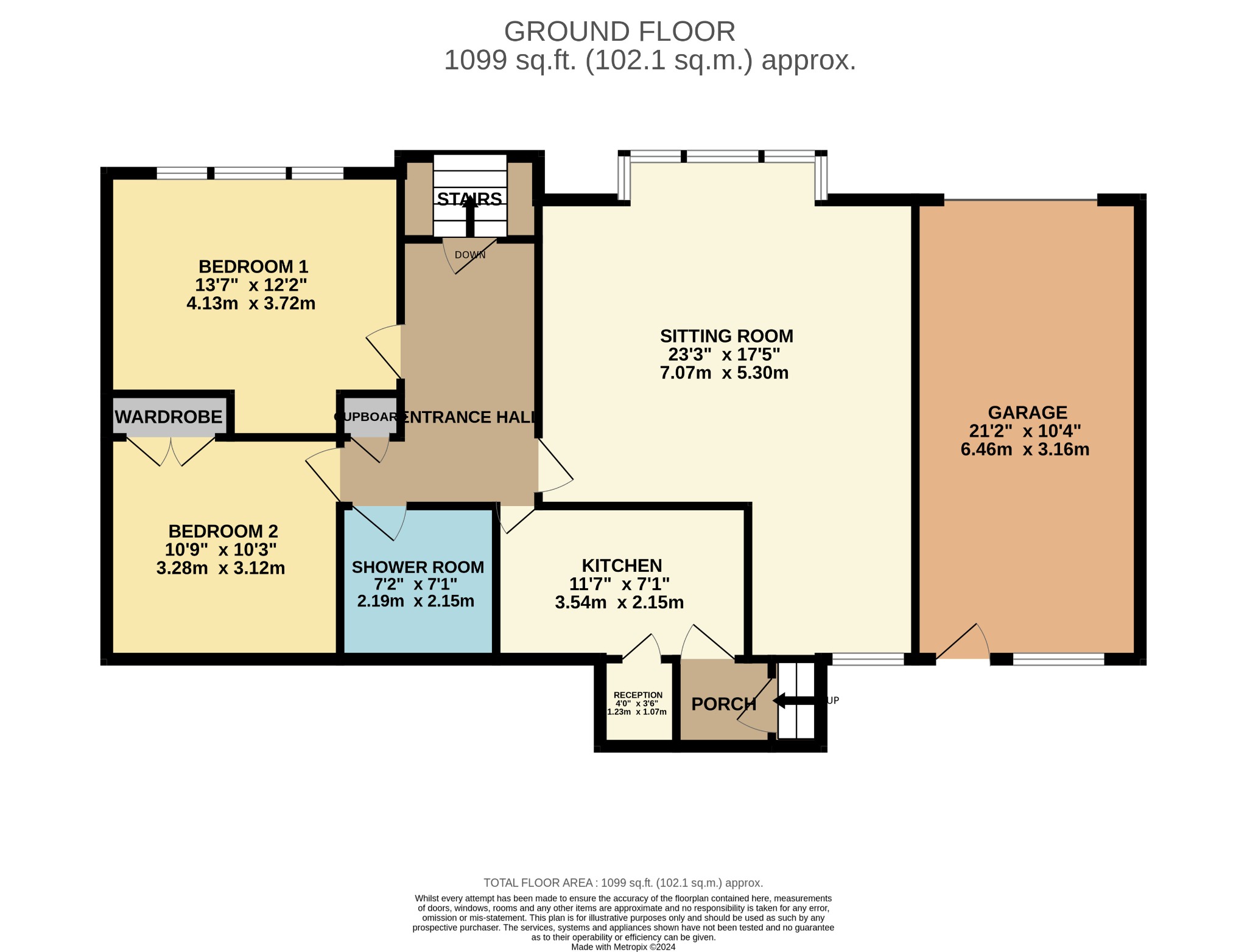 2 bed detached bungalow for sale, Cairndow - Property Floorplan